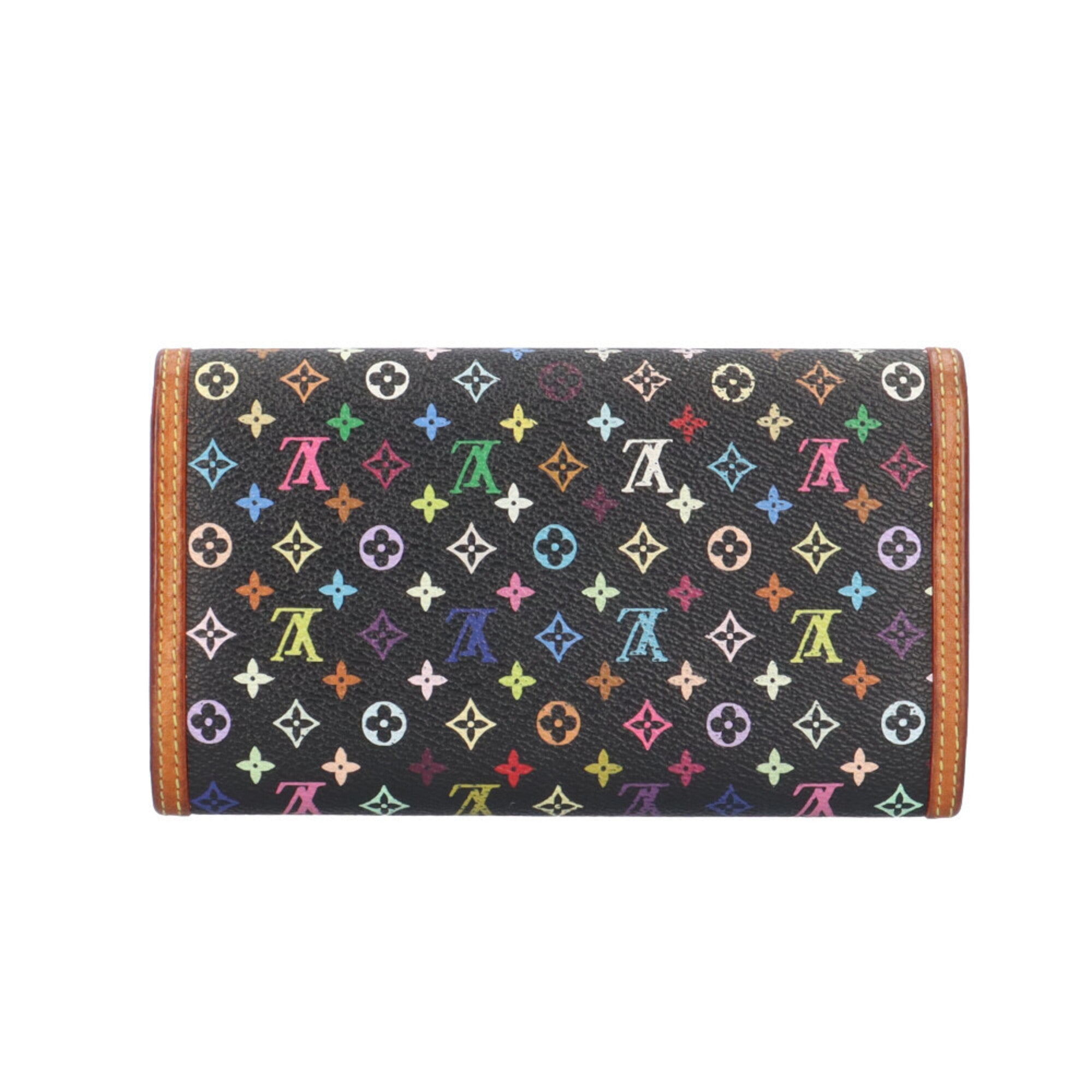 Louis Vuitton Black Noir Monogram Multicolore Long Wallet (Bi-Fold) (Pre-Owned)