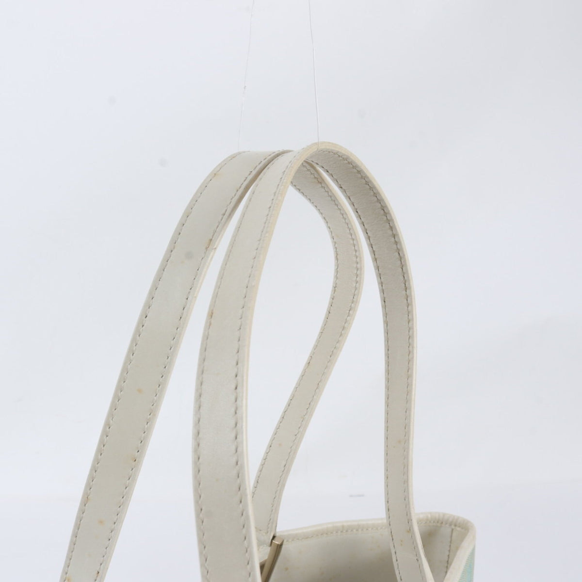 Gucci Light Blue Leather Canvas Handbag Shoulder Bag Tote Bag (Pre-Owned)