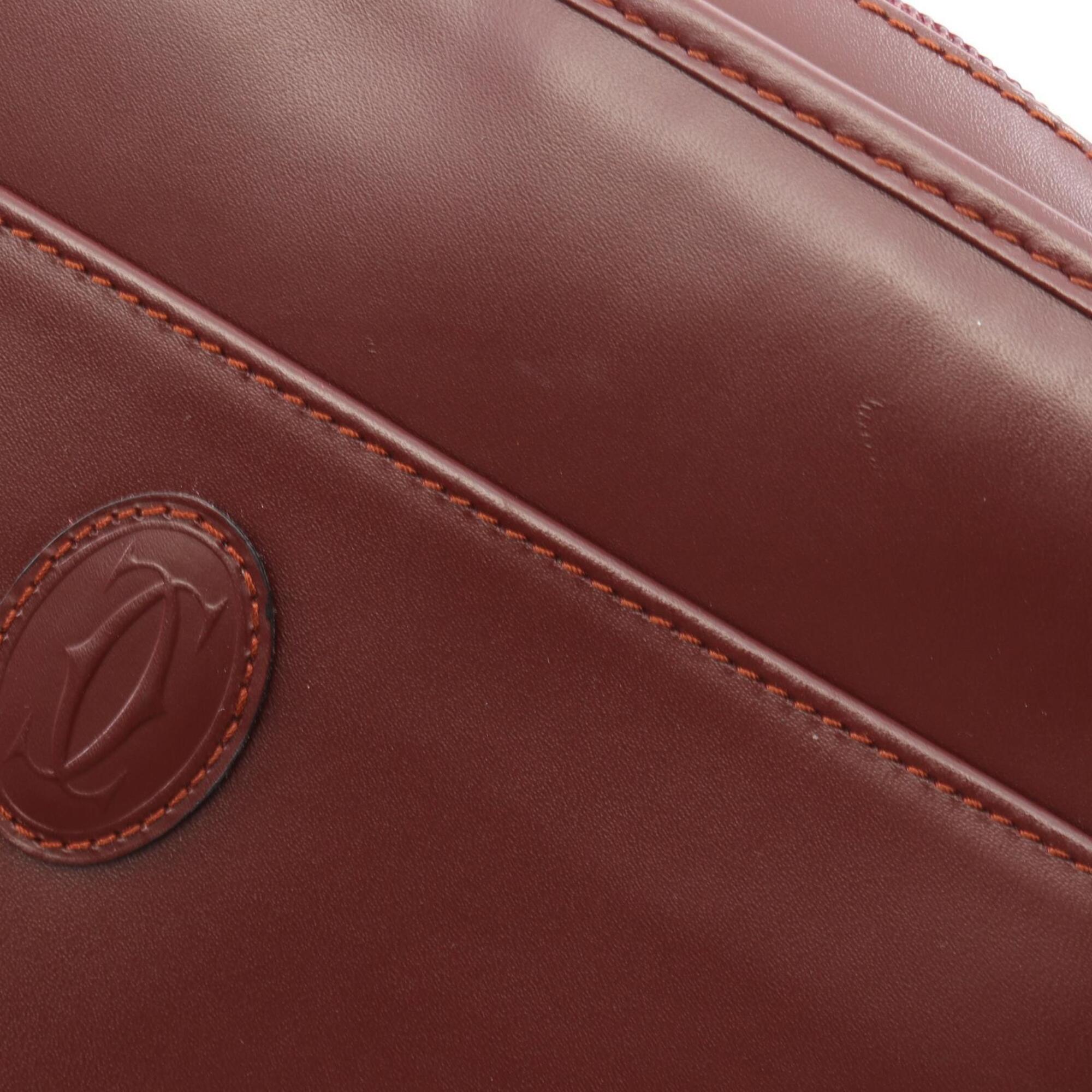 Cartier Bordeaux Leather Clutch Bag Handbag (Pre-Owned)
