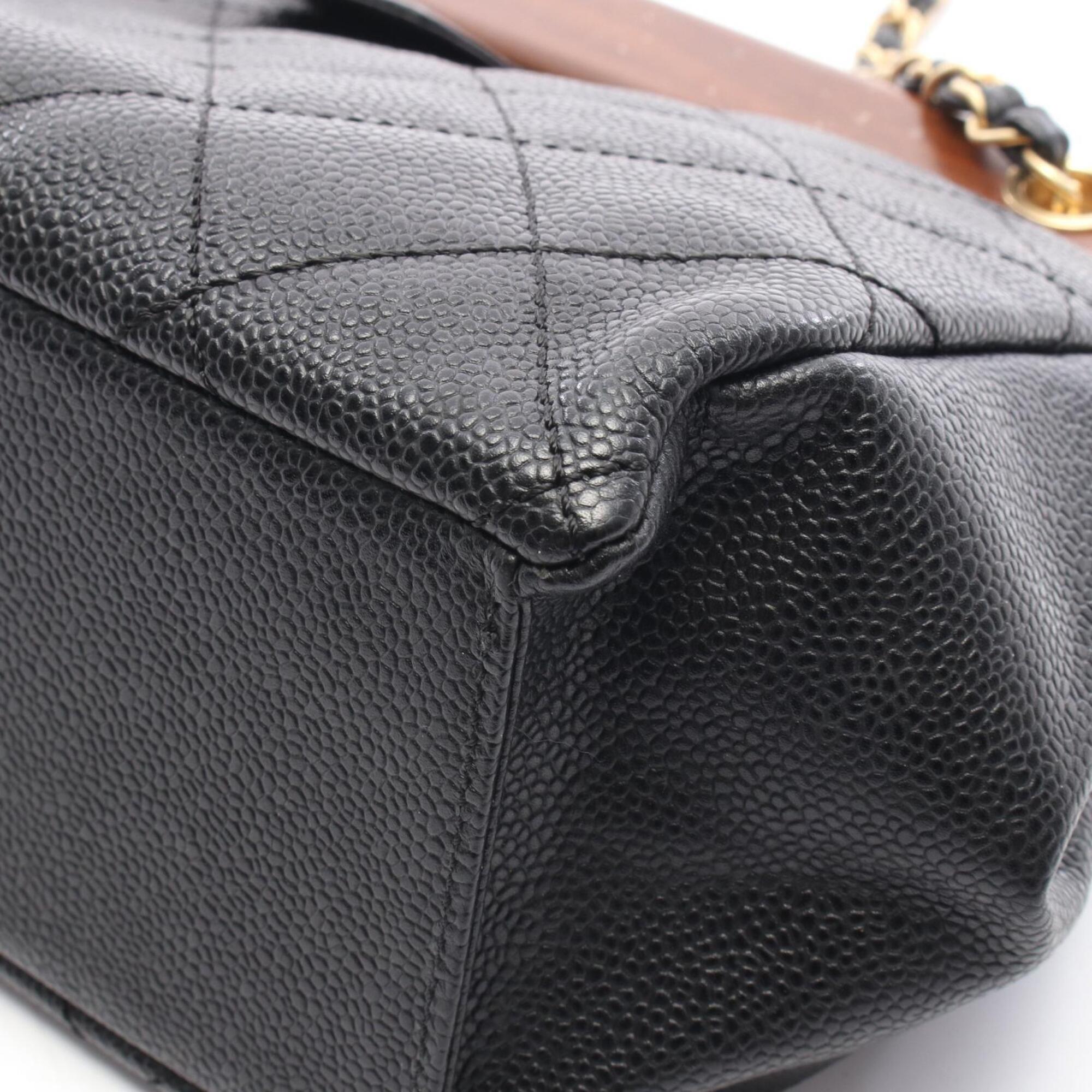 Chanel Black Brown Grained Calfskin Handbag Tote Bag (Pre-Owned)