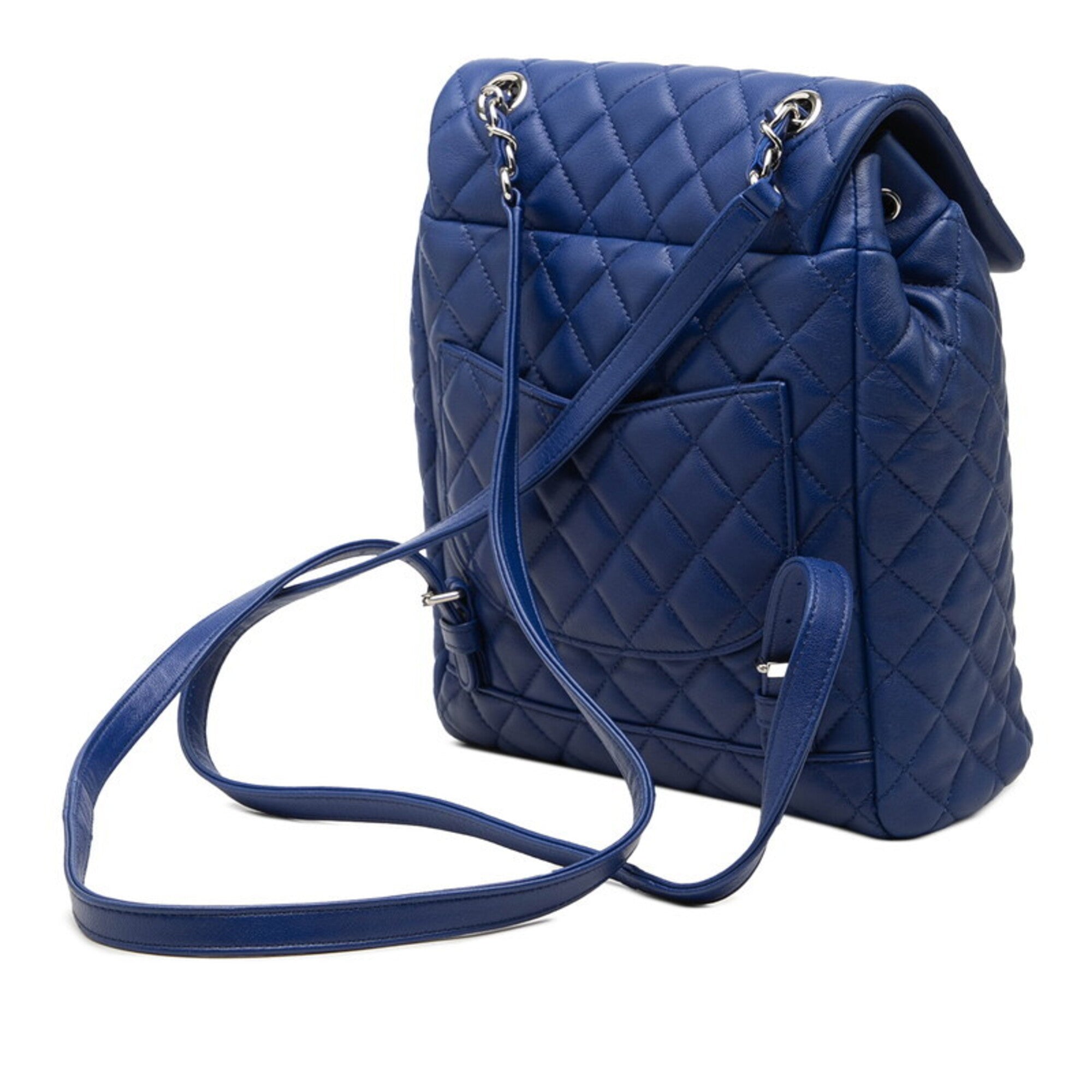 Chanel Matelasse Blue Leather Backpack (Pre-Owned)