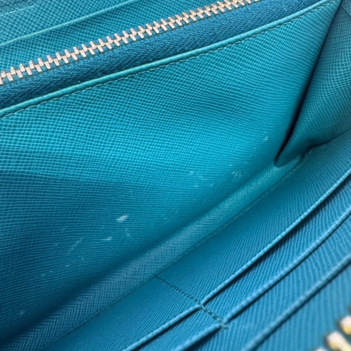 Prada Saffiano Blue Leather Long Wallet (Bi-Fold) (Pre-Owned)