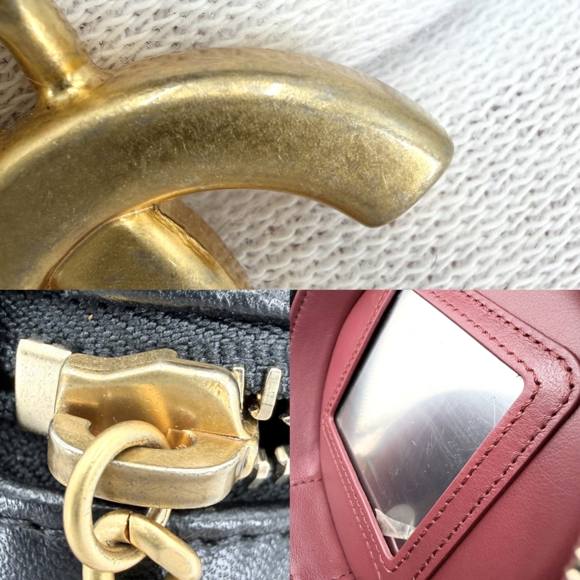 Chanel Matelasse Black Leather Shoulder Bag Vanity Bag (Pre-Owned)
