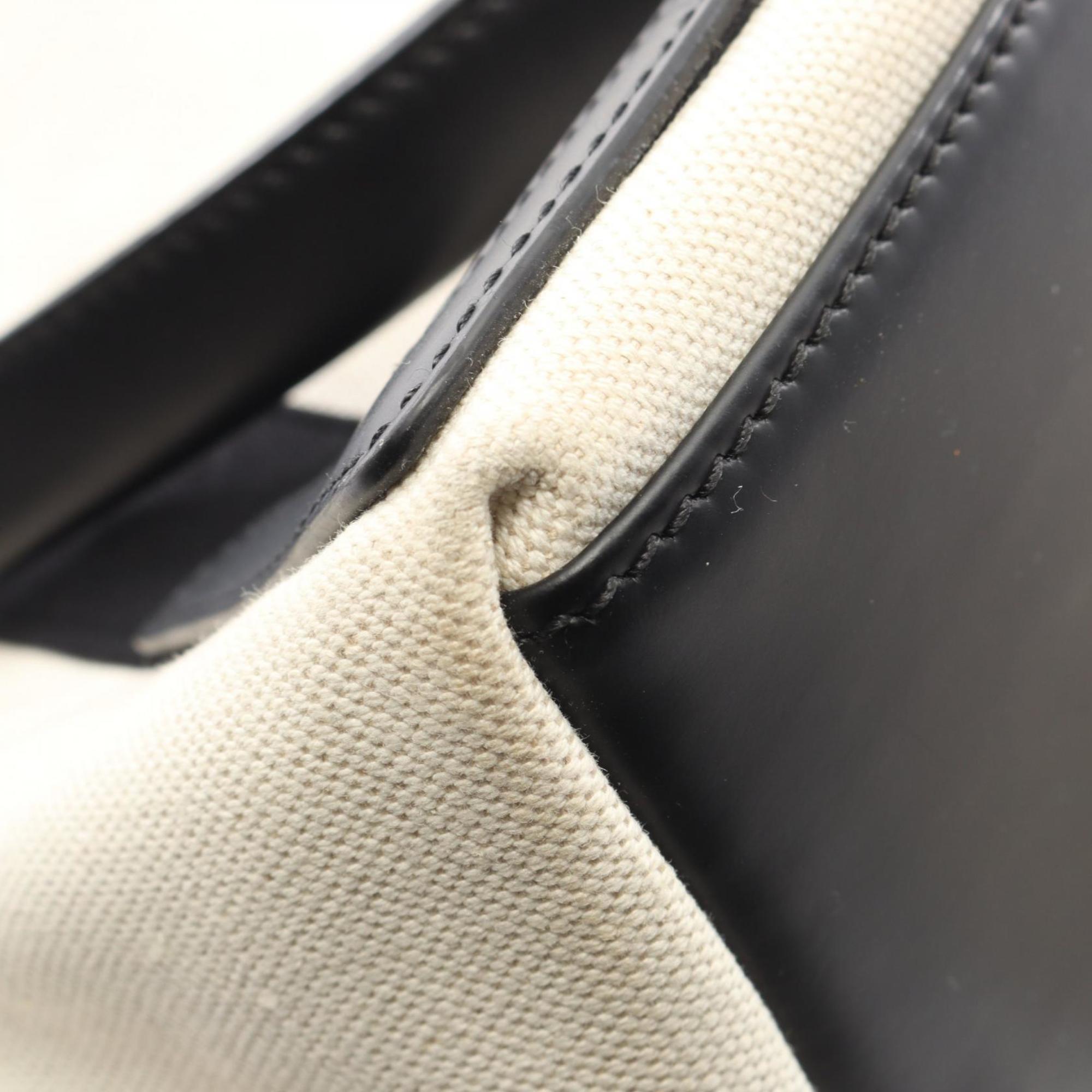 Balenciaga Black Ivory Canvas Leather Handbag Pouch Tote Bag (Pre-Owned)