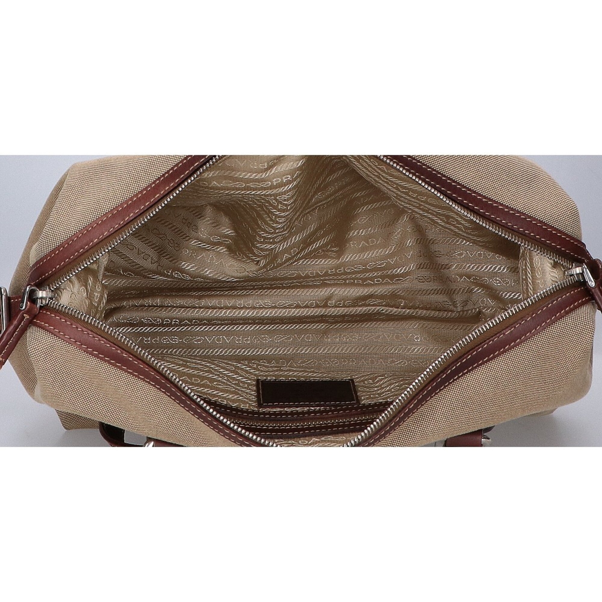 Prada Beige Brown Jacquard Handbag (Pre-Owned)