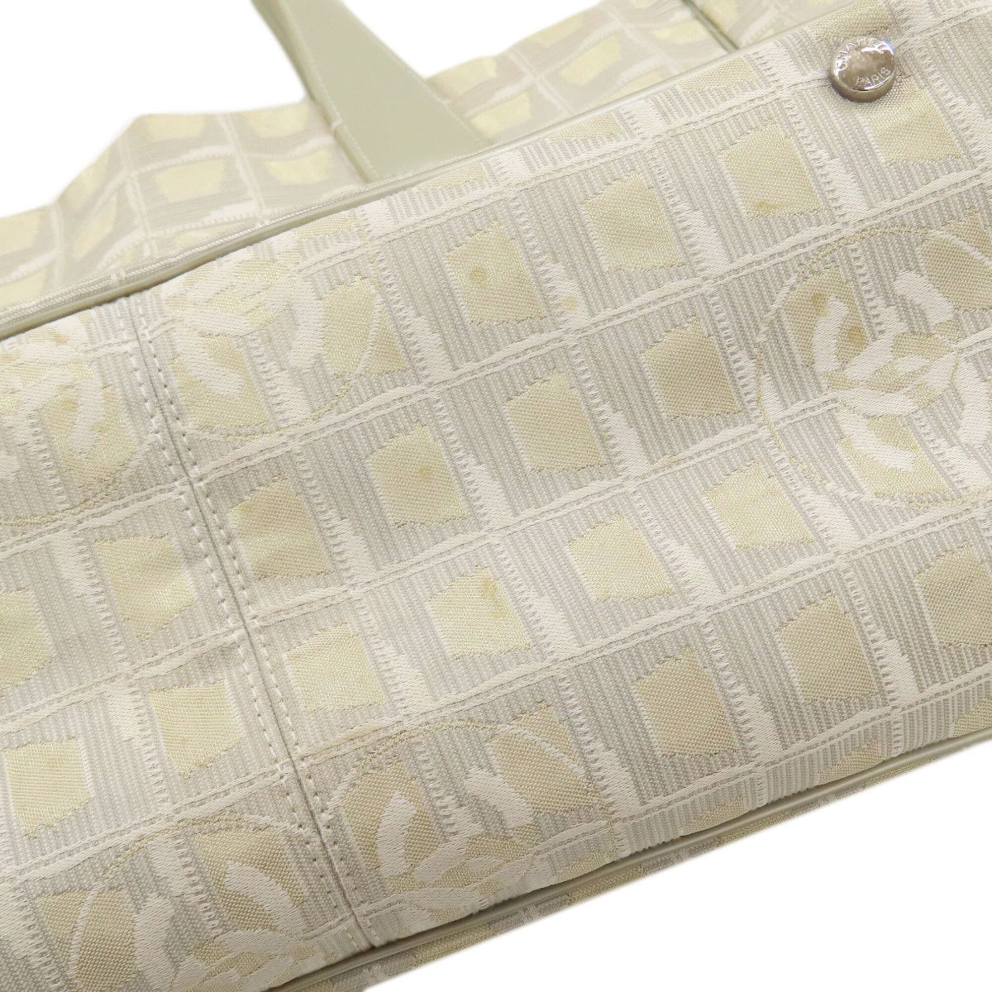 Chanel Silver Yellow Nylon Jacquard Tote Bag (Pre-Owned)