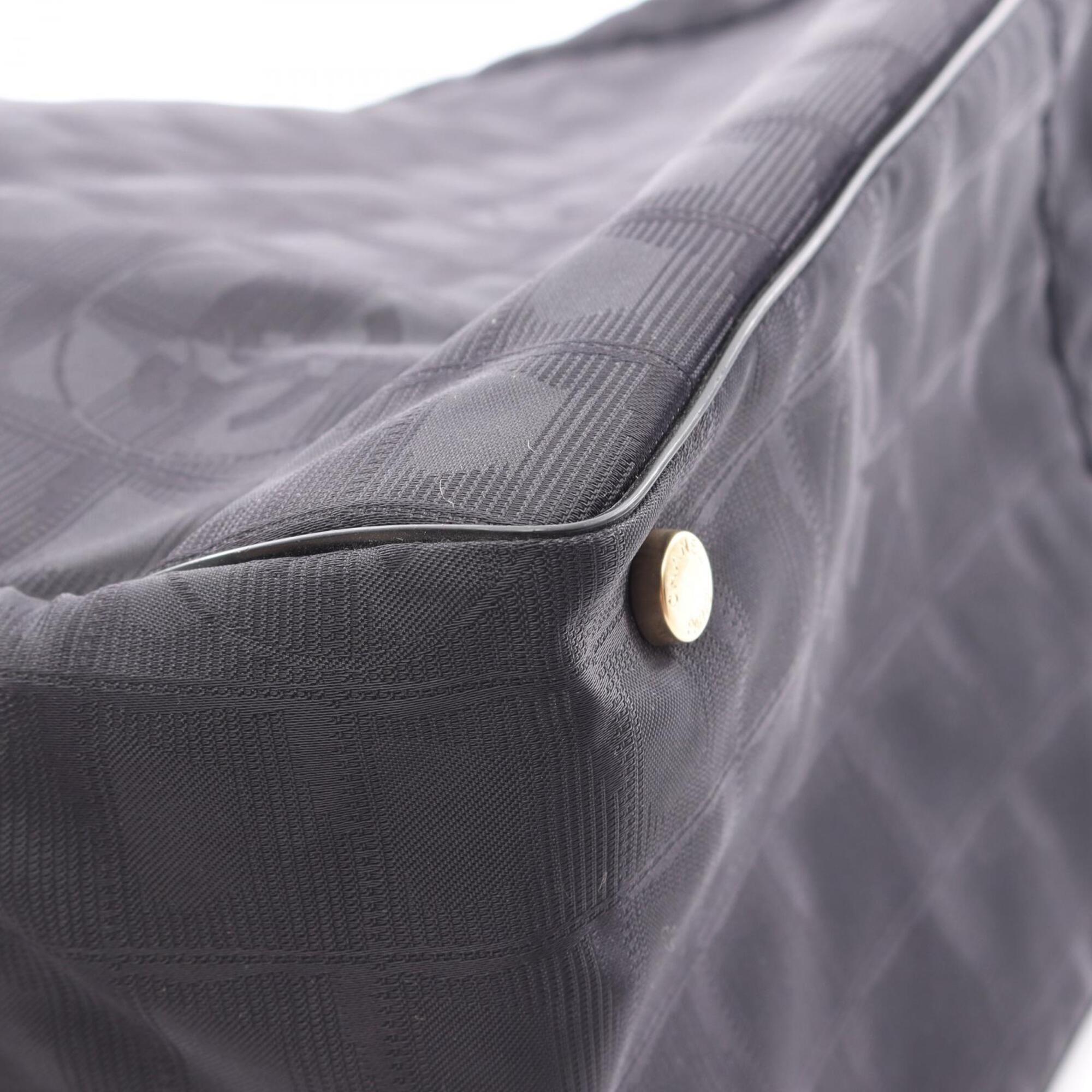 Chanel Black Nylon Canvas Leather Handbag Tote Bag (Pre-Owned)