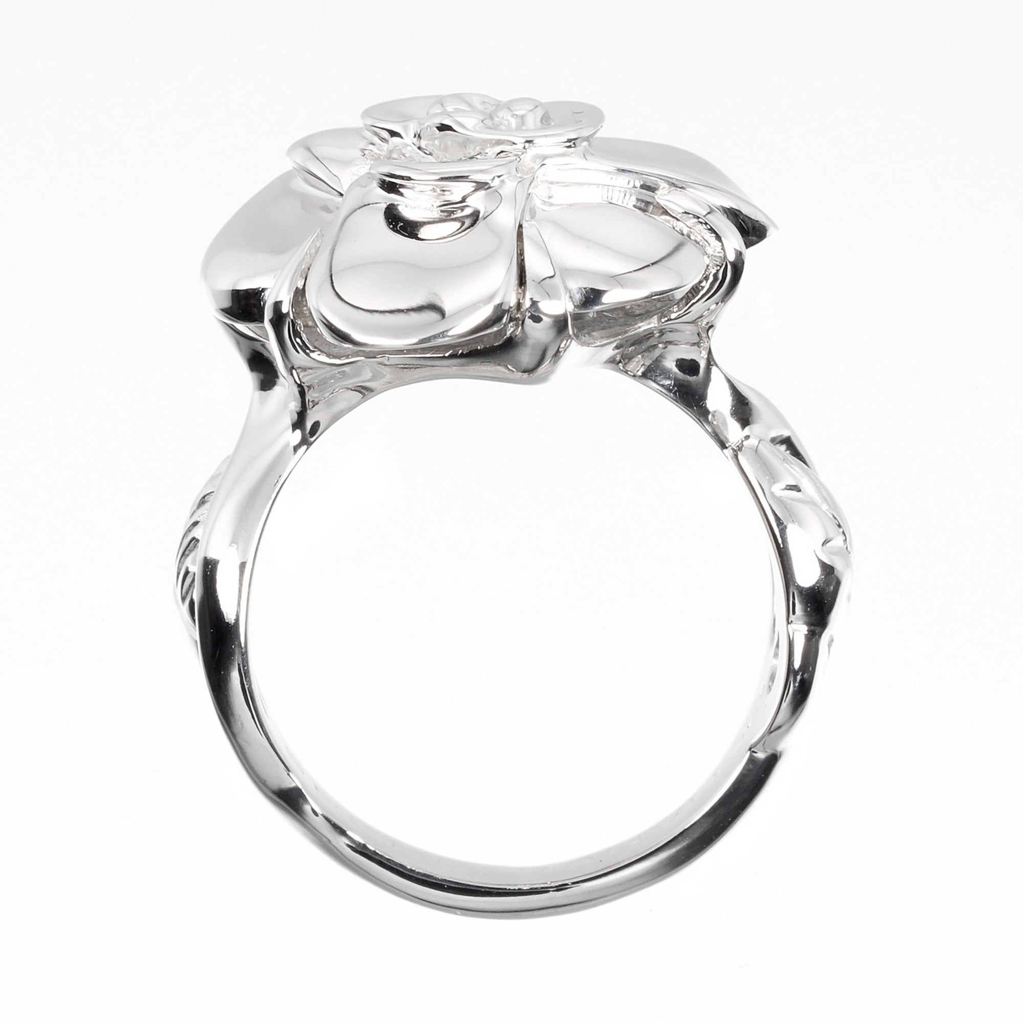 Chanel Camellia White Gold White Gold (18K) Band Ring (Pre-Owned)