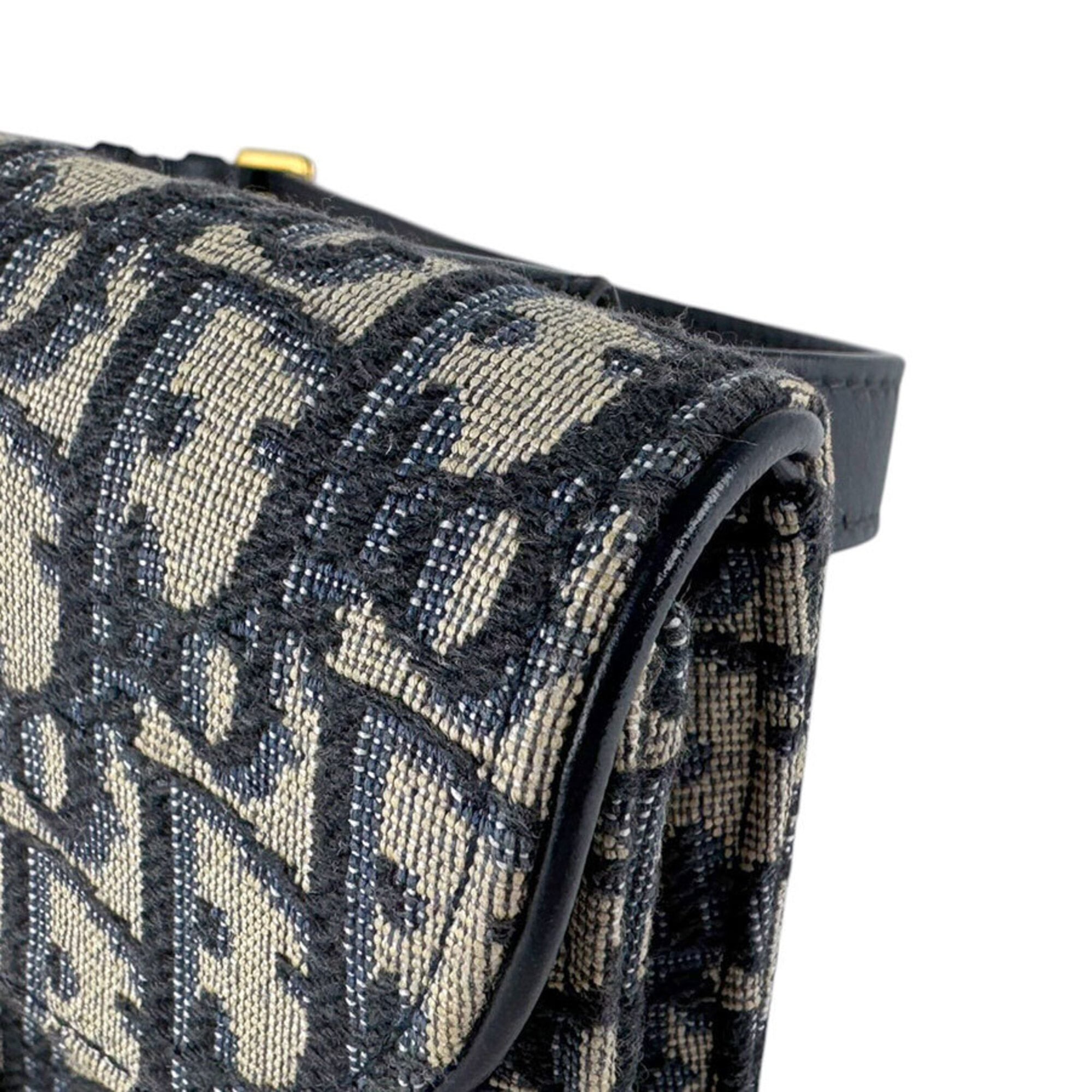 Christian Dior Navy Canvas Leather Sling Bag (Pre-Owned)