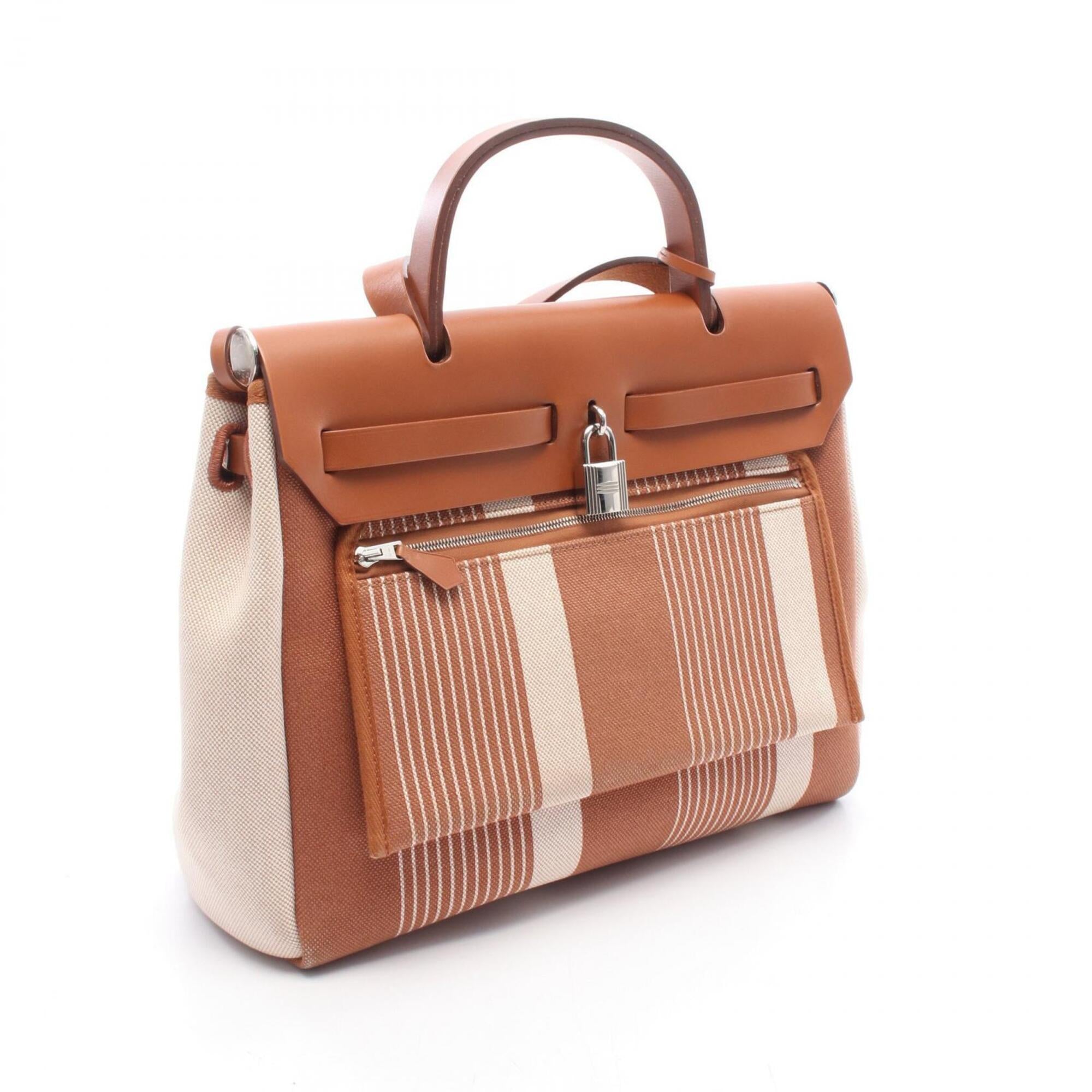 Hermes Brown Ecru Ivory Canvas Toile H Handbag (Pre-Owned)
