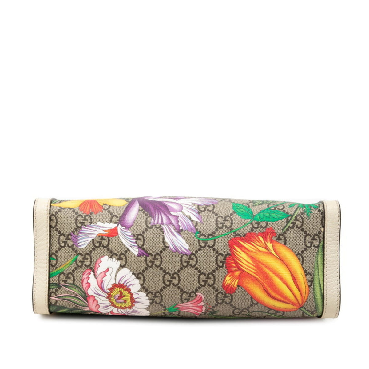 Gucci Flora Beige Multi-Color Pvc Leather Shoulder Bag Tote Bag (Pre-Owned)