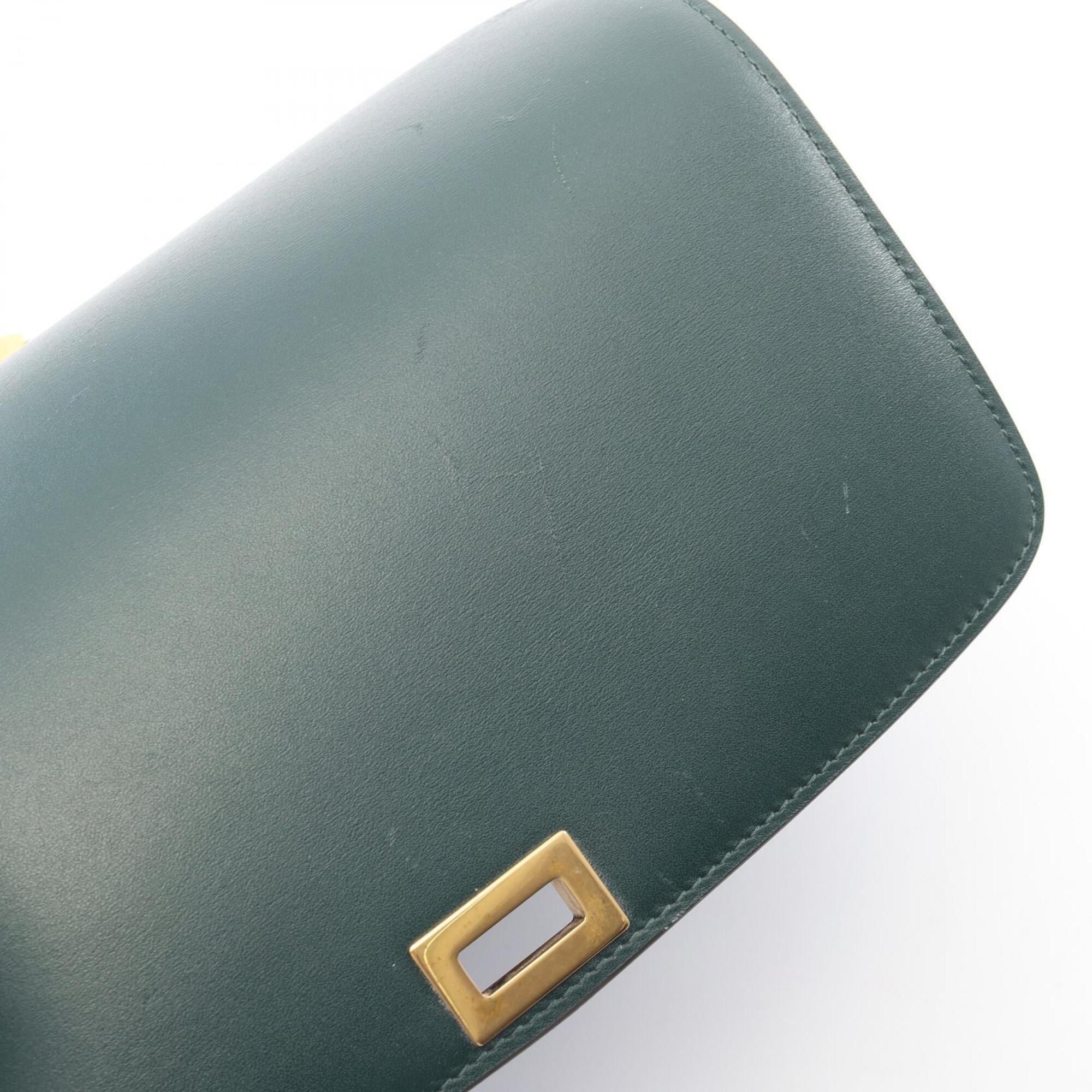 Celine Green Leather Handbag Shoulder Bag (Pre-Owned)