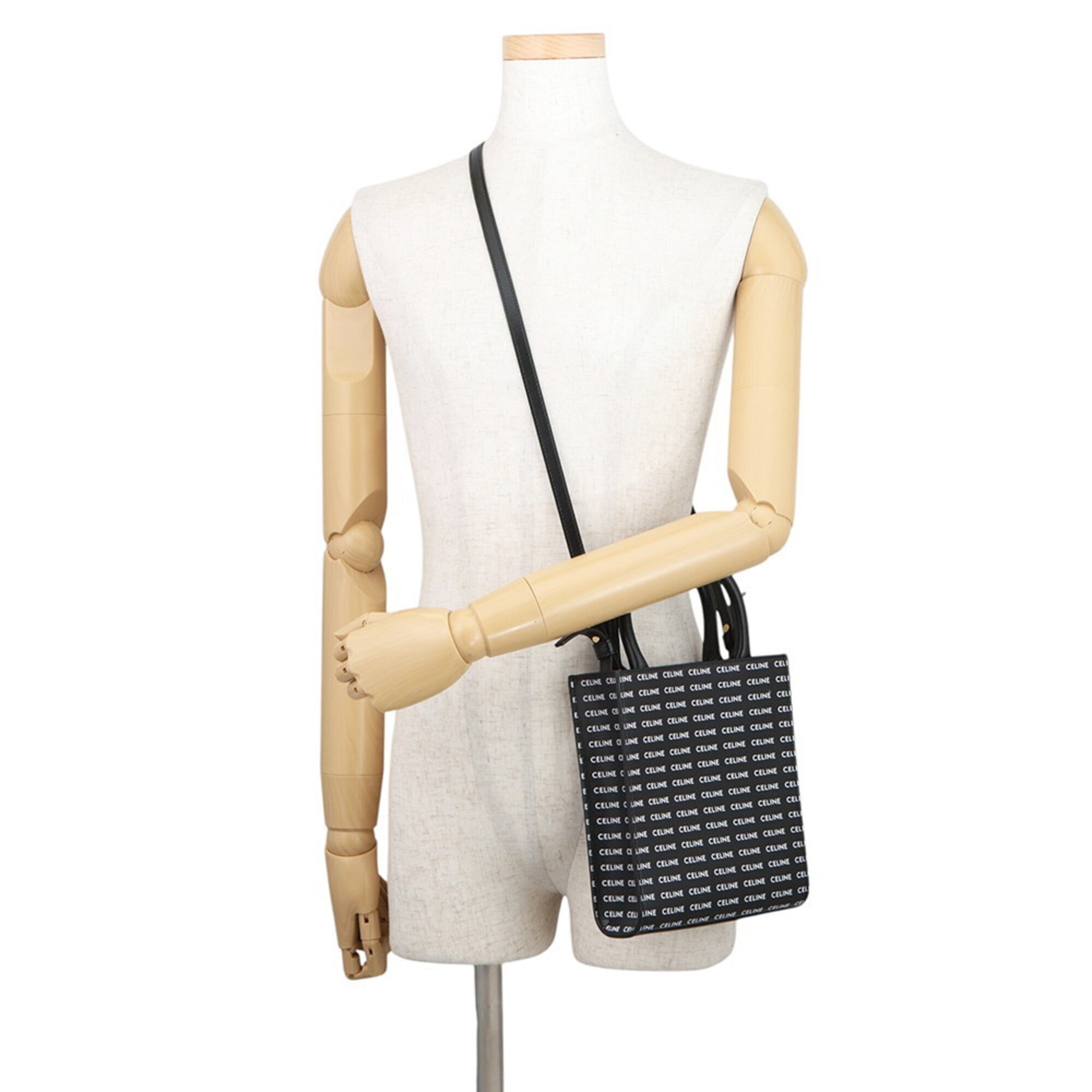 Celine Black White Leather Handbag Shoulder Bag (Pre-Owned)
