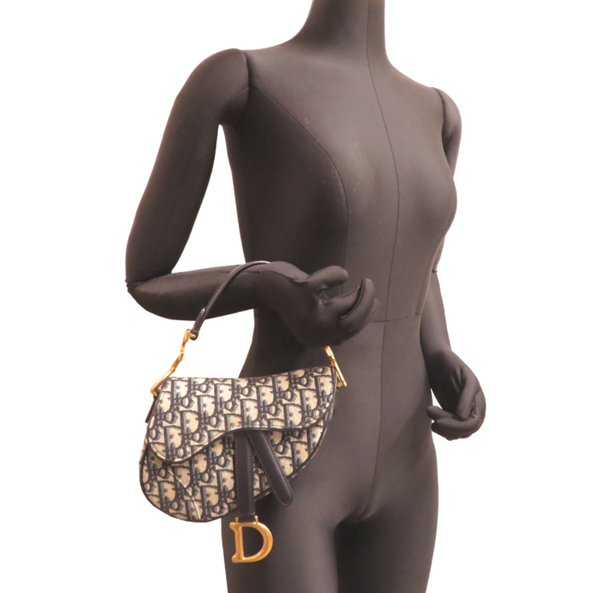 Christian Dior Jacquard Leather Handbag Saddle Bag (Pre-Owned)