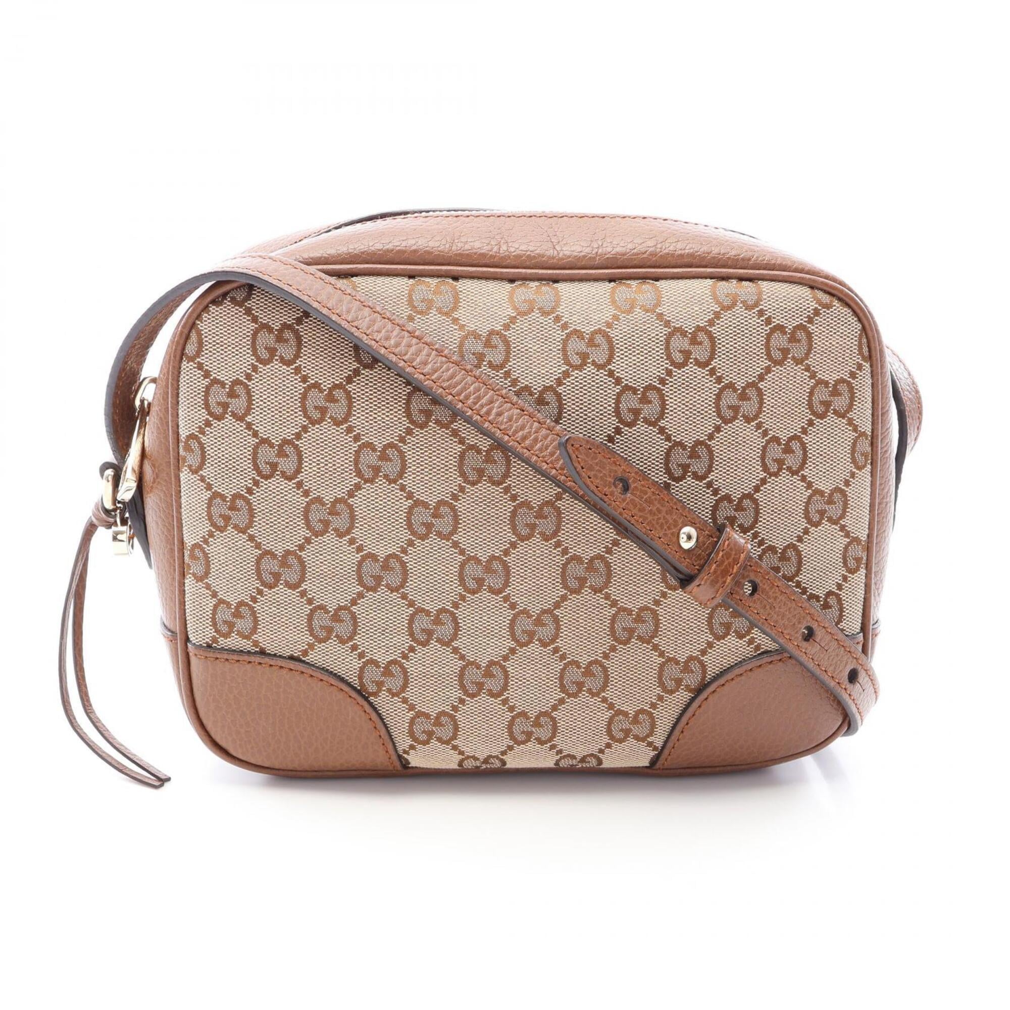 Gucci Beige Brown Gg Canvas Leather Handbag Shoulder Bag (Pre-Owned)