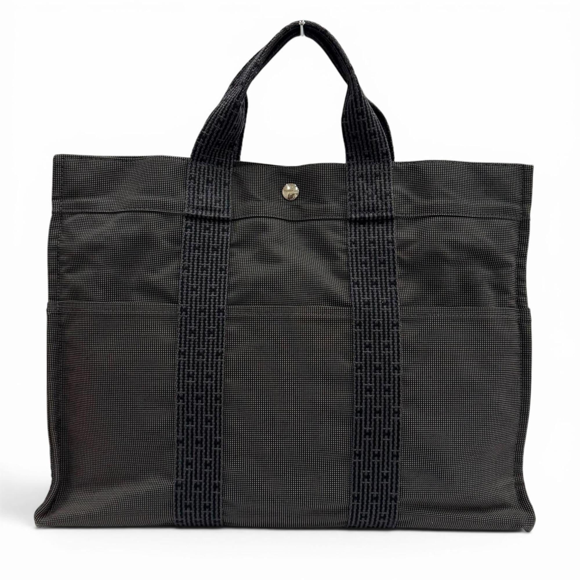 Hermes Gray Polyamide Polyester Handbag Tote Bag (Pre-Owned)