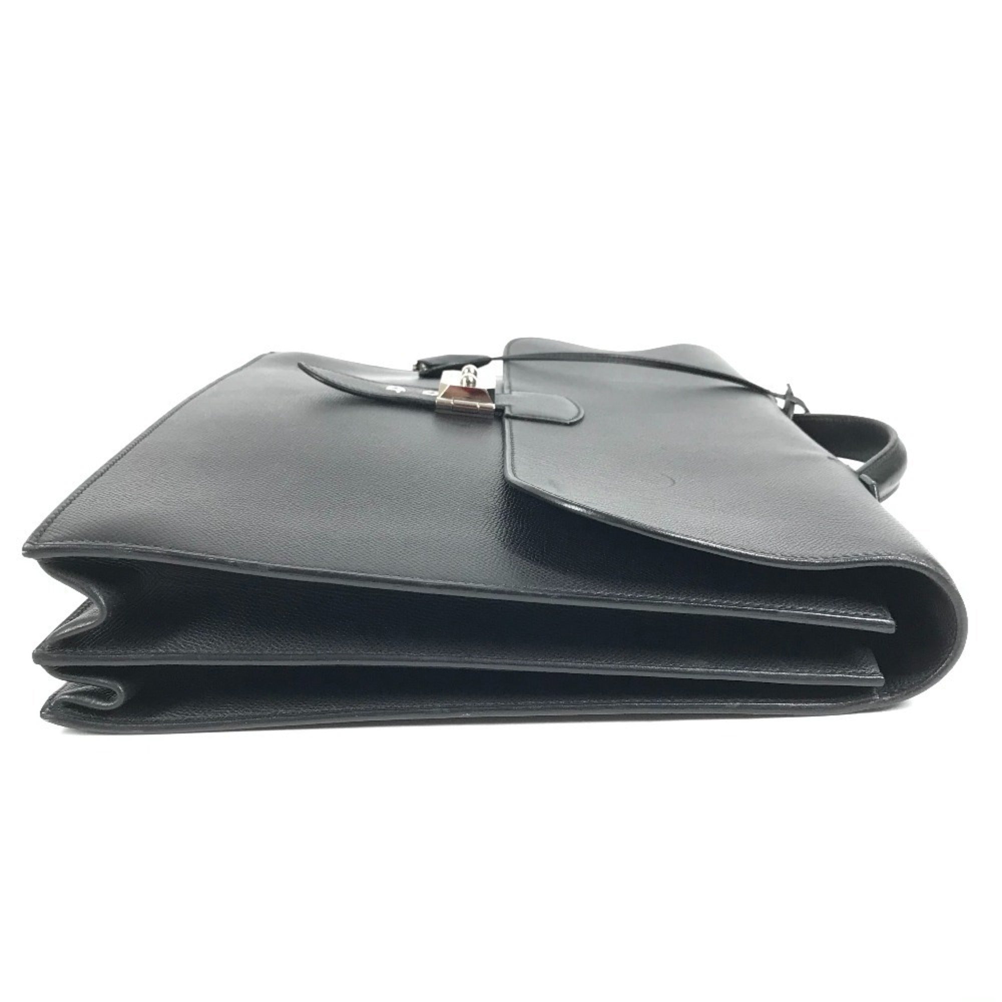 Hermes Black Leather Handbag Tote Bag (Pre-Owned)