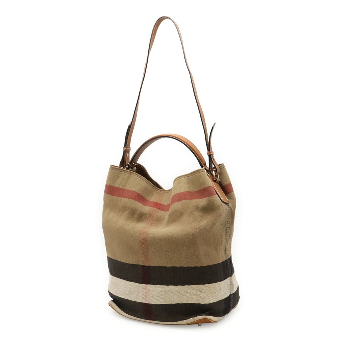 Burberry Black Brown Red Color Canvas Pouch Shoulder Bag (Pre-Owned)
