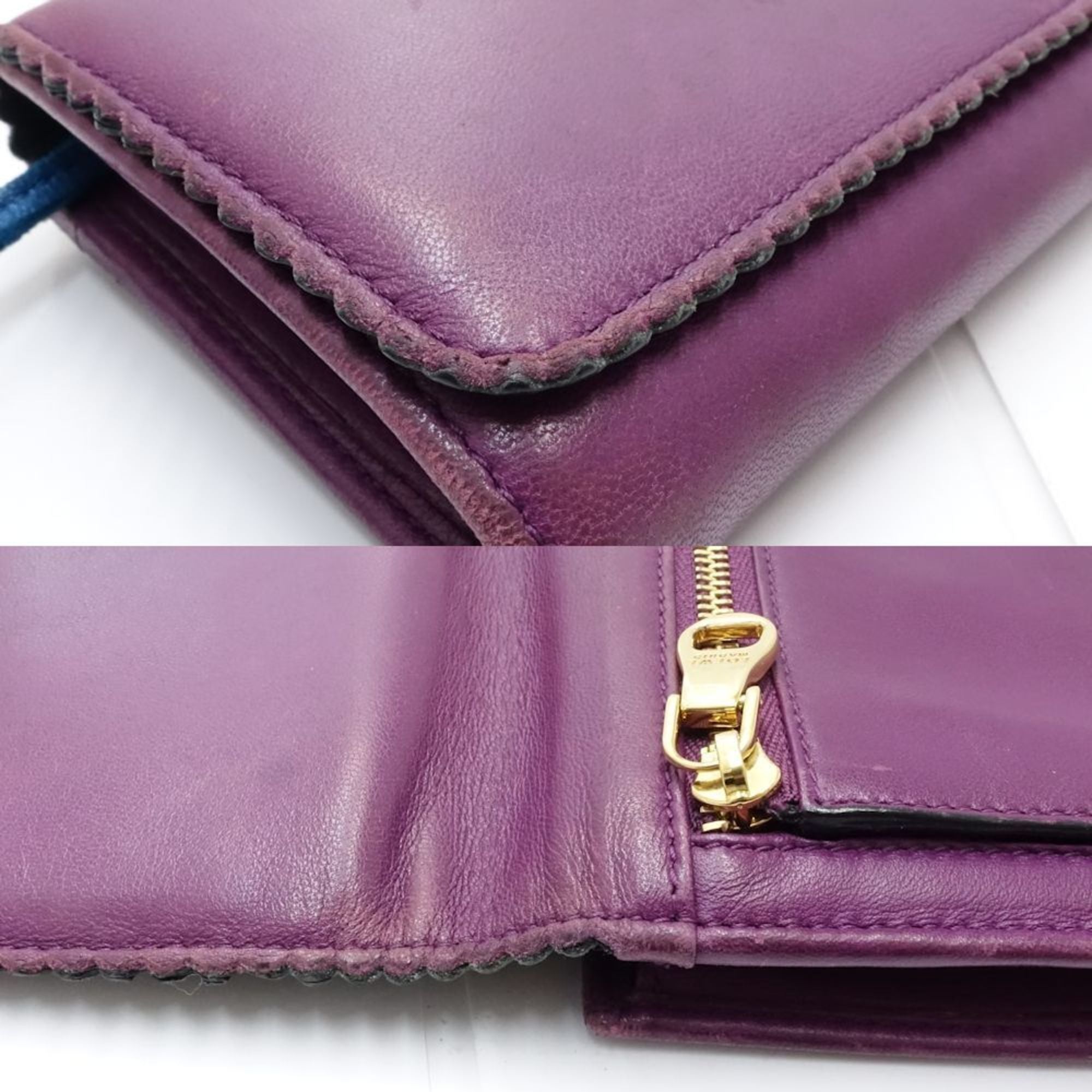 Loewe Purple Leather Long Wallet (Bi-Fold) (Pre-Owned)