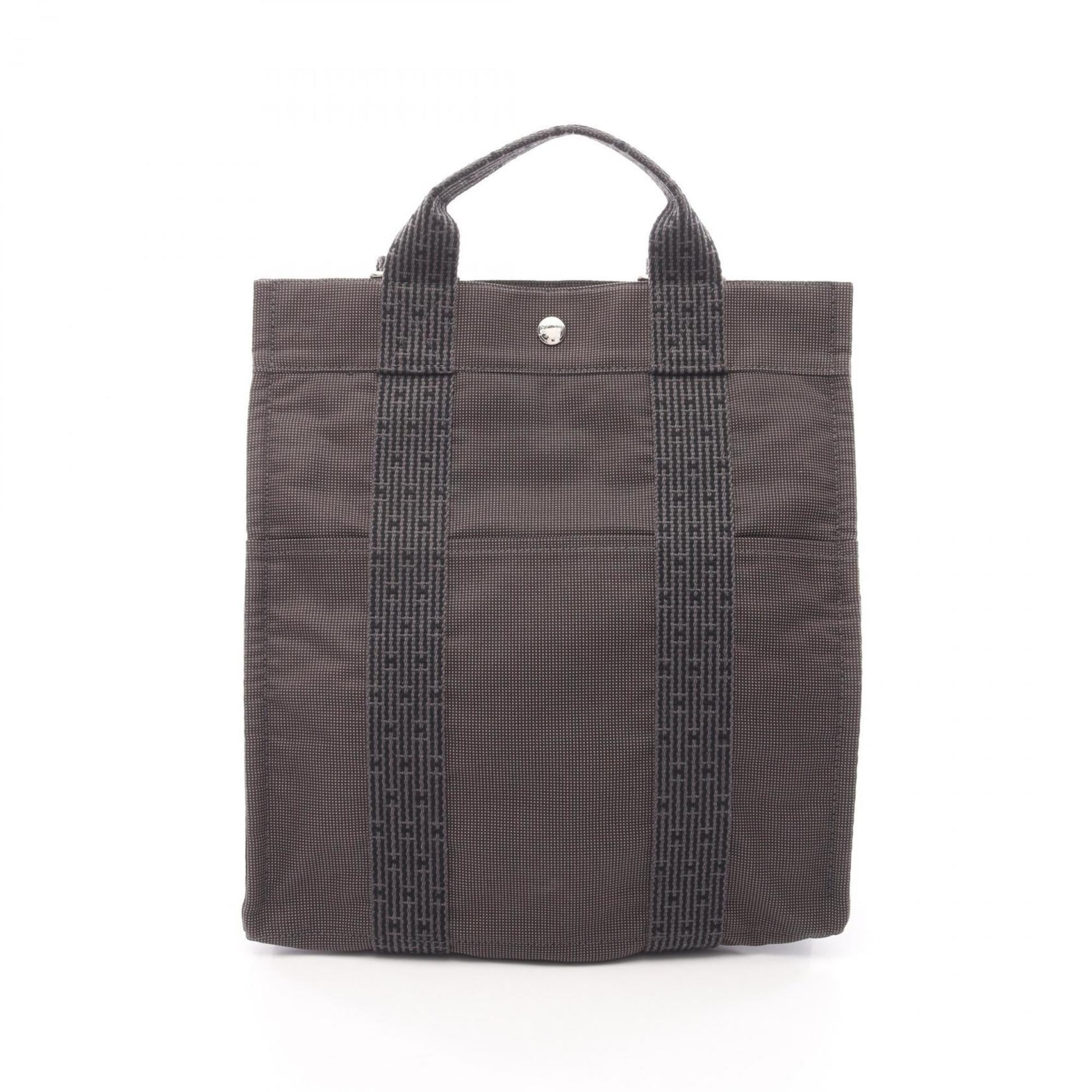 Hermes Gray Nylon Canvas Canvas Backpack Handbag (Pre-Owned)
