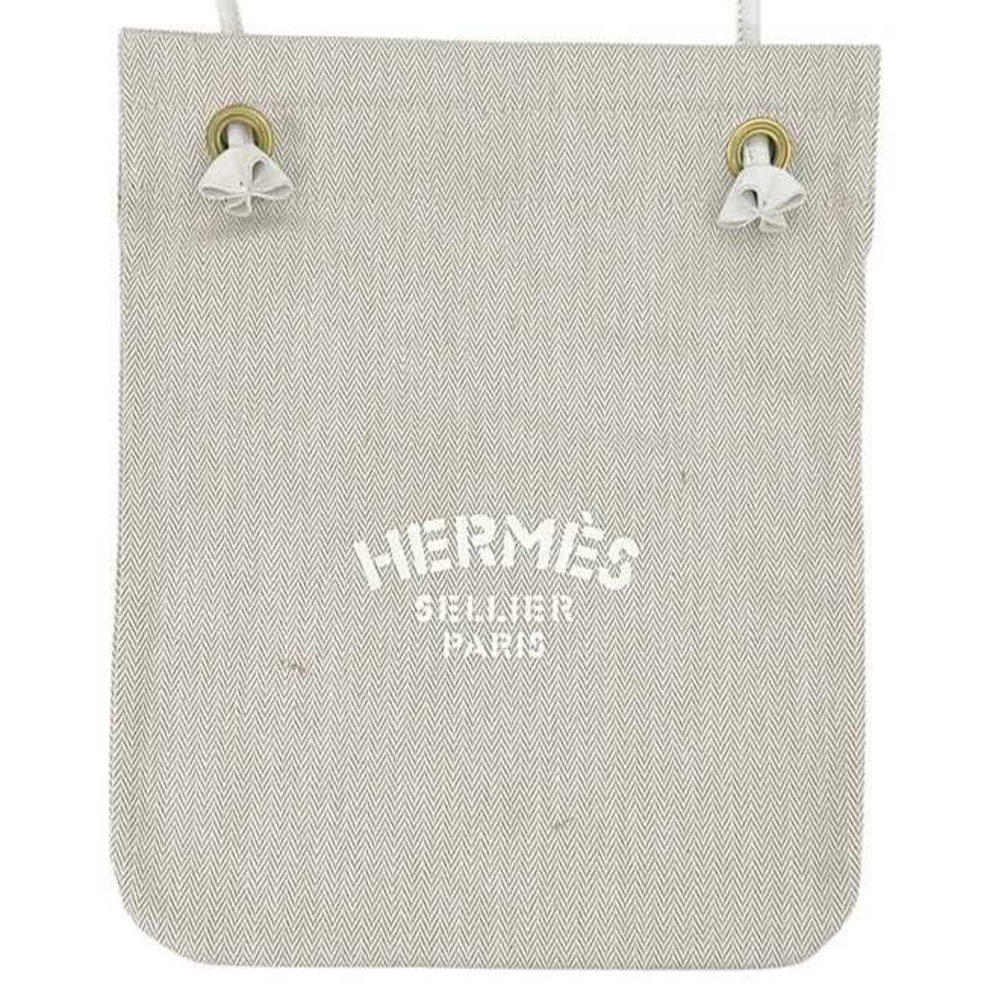 Hermes Beige Natural White Cotton 100% Shoulder Bag Tote Bag (Pre-Owned)