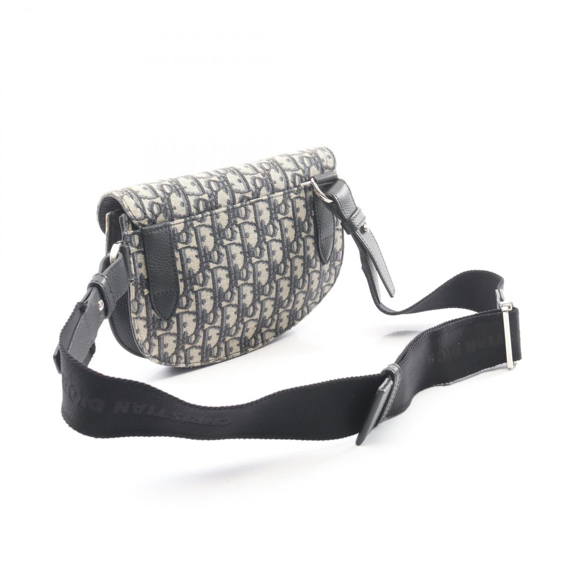 Christian Dior Beige Navy Canvas Leather Fanny Pack Handbag Saddle Bag (Pre-Owned)