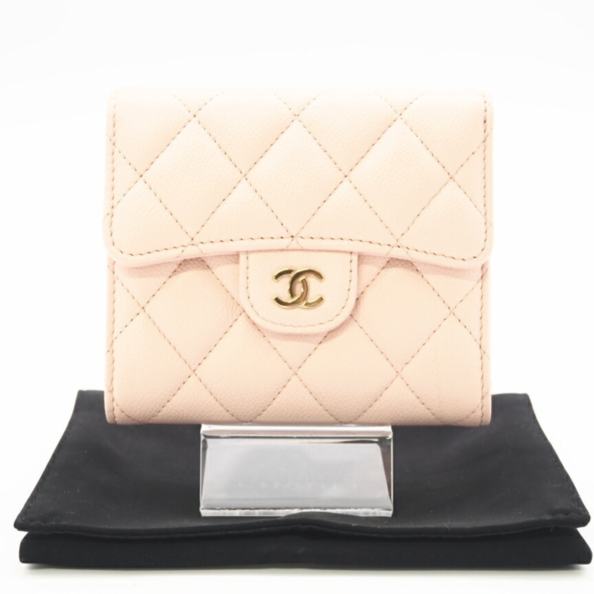 Chanel Matelasse Pink Leather Wallet (Tri-Fold) (Pre-Owned)