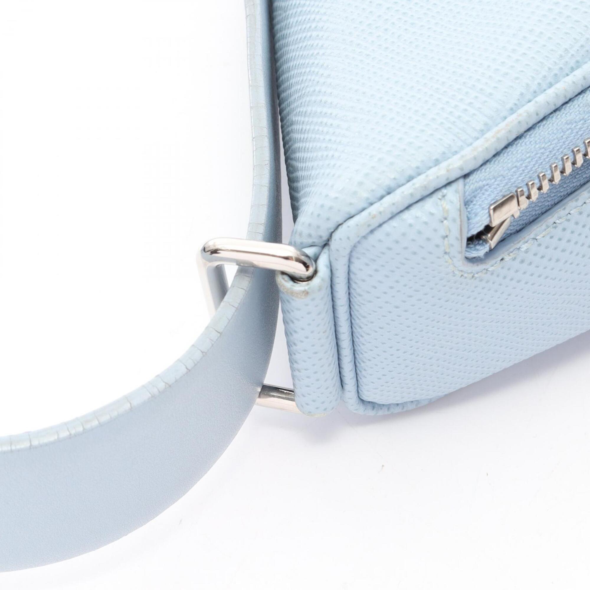 Prada Blue Leather Handbag Shoulder Bag (Pre-Owned)