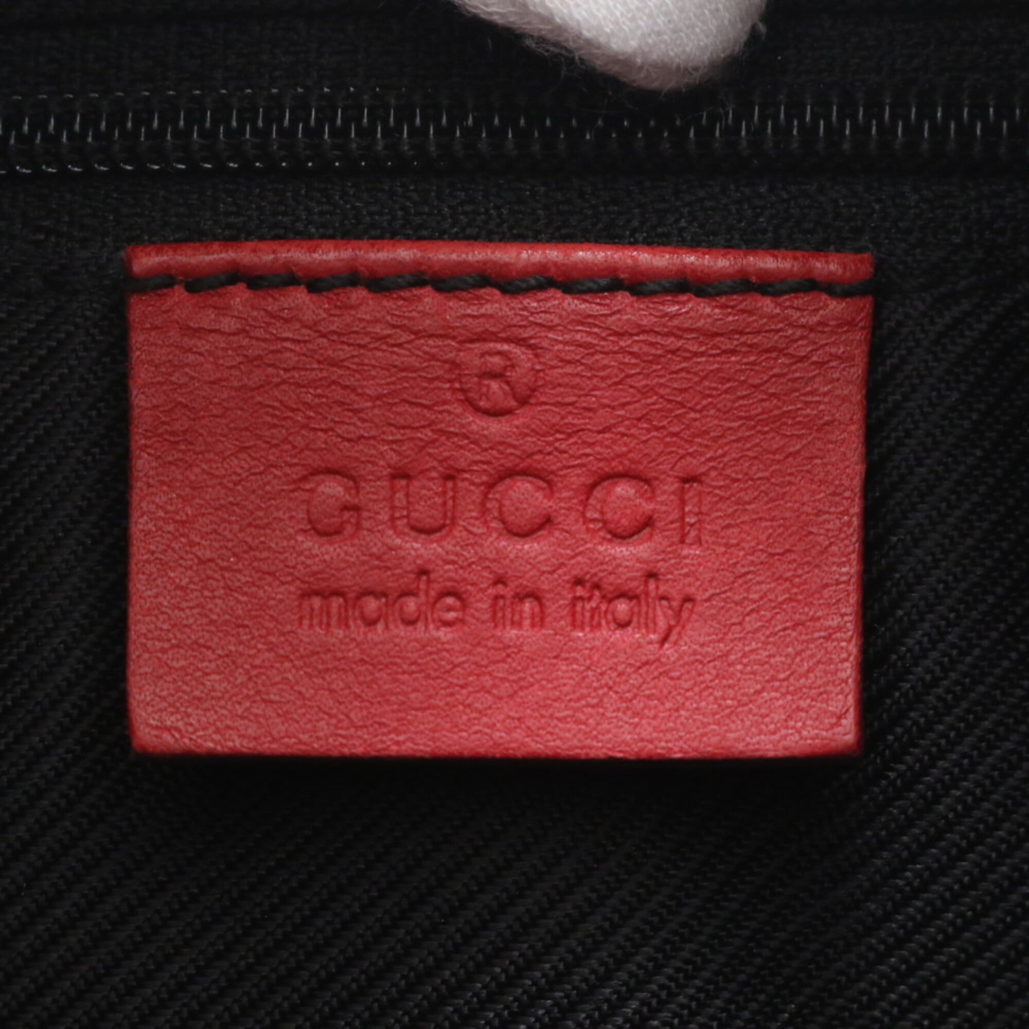 Gucci Beige Black Red Color Leather Canvas Handbag Shoulder Bag Tote Bag (Pre-Owned)