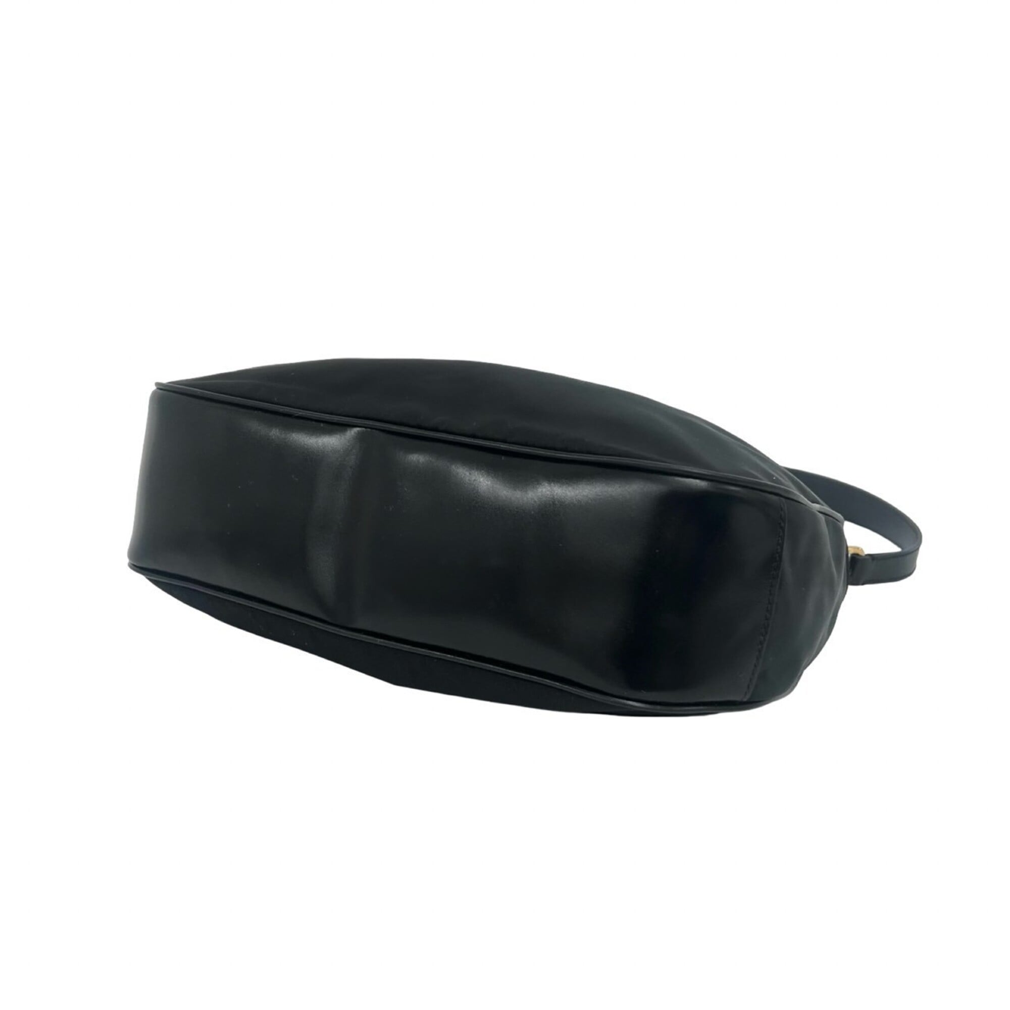 Prada Black Nylon Leather Handbag Shoulder Bag (Pre-Owned)