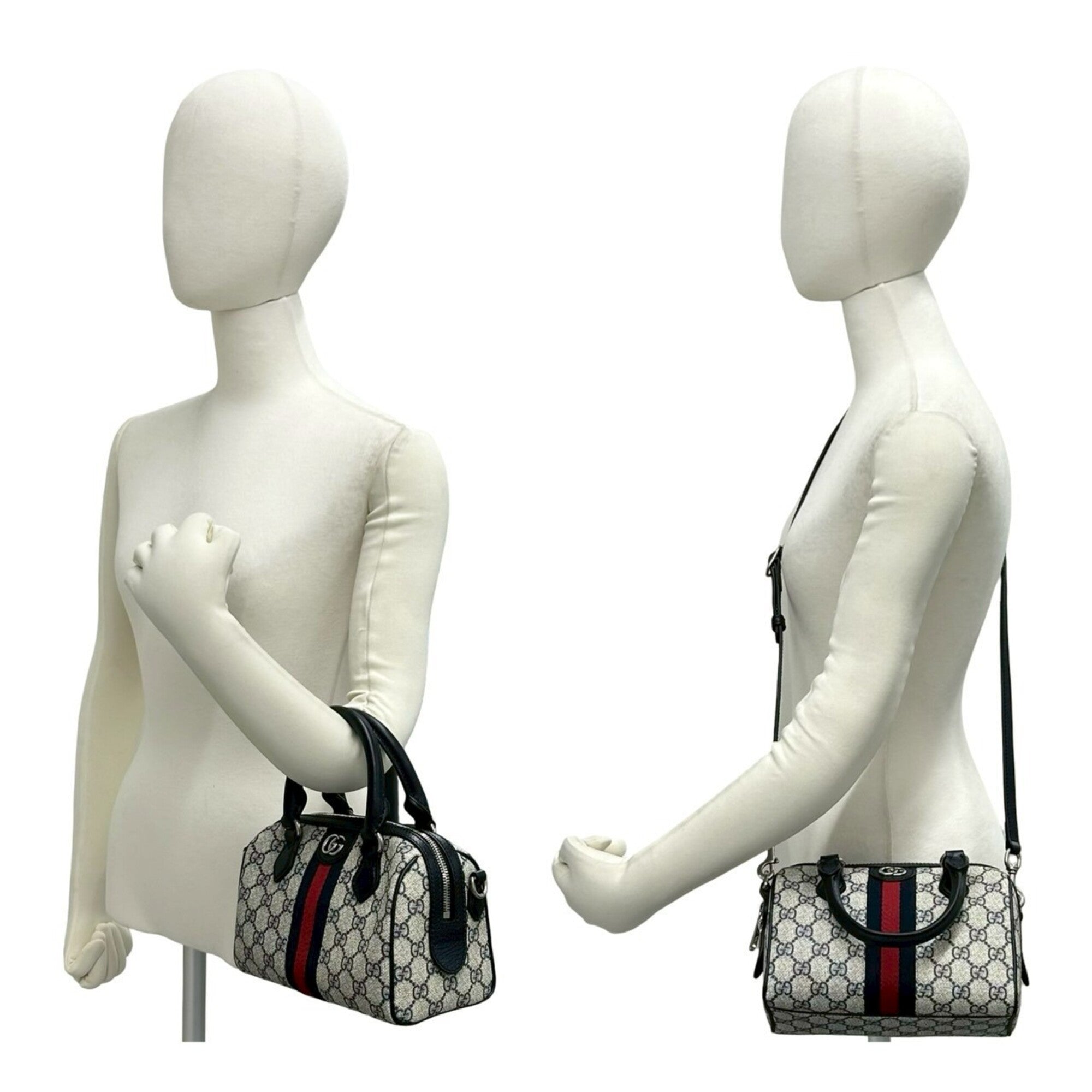 Gucci Navy Red Color Pvc Leather Handbag Shoulder Bag (Pre-Owned)