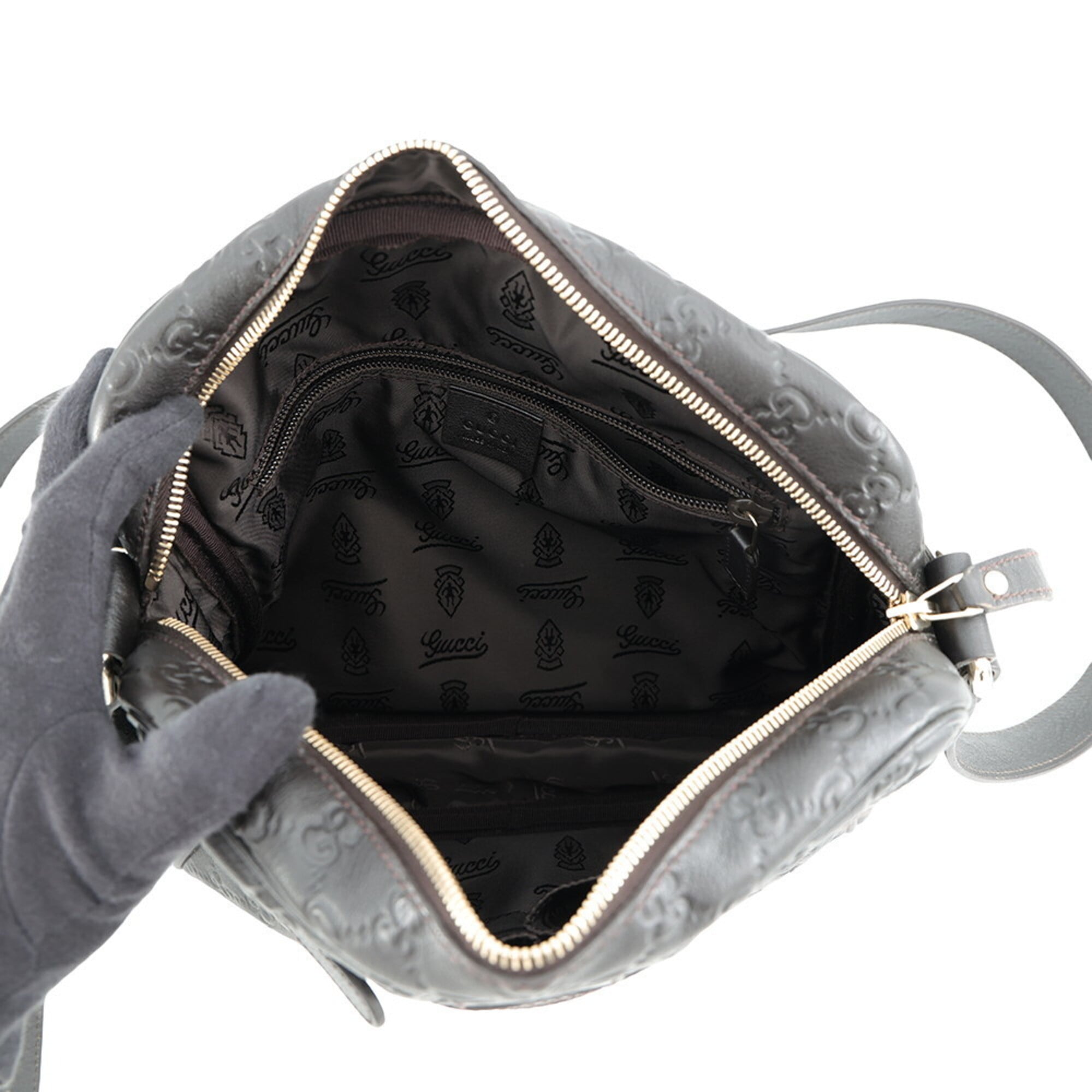 Gucci Dark Brown Leather Shoulder Bag (Pre-Owned)