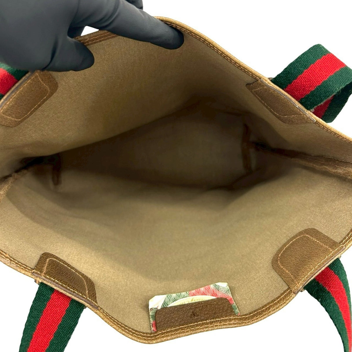 Gucci Brown Green Red Color Pvc Leather Handbag Tote Bag (Pre-Owned)
