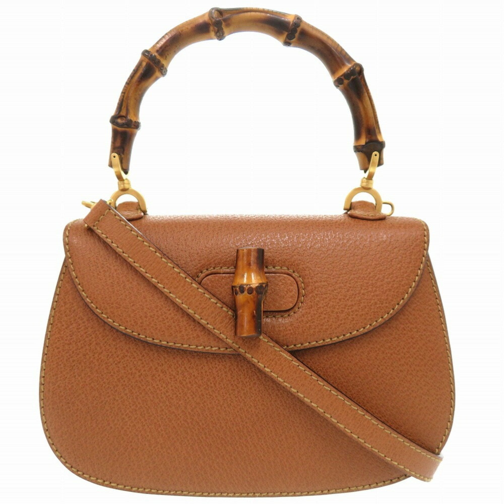 Gucci Brown Bamboo Leather Handbag (Pre-Owned)