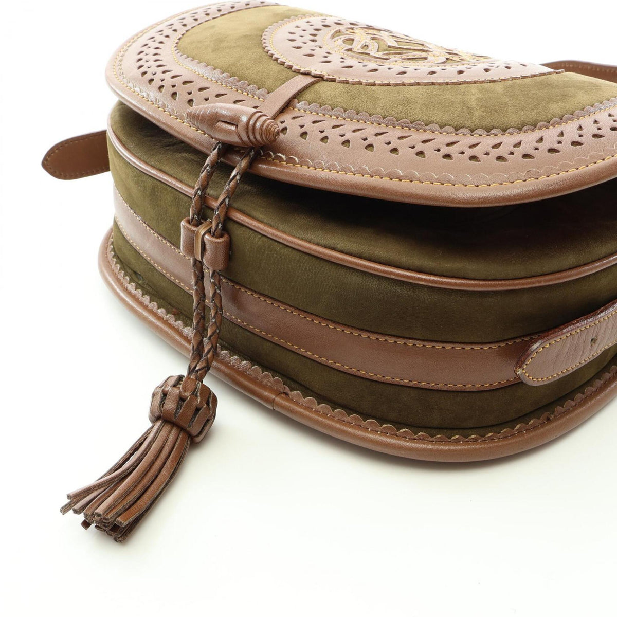 Loewe Brown Khaki Suede Leather Handbag Shoulder Bag (Pre-Owned)