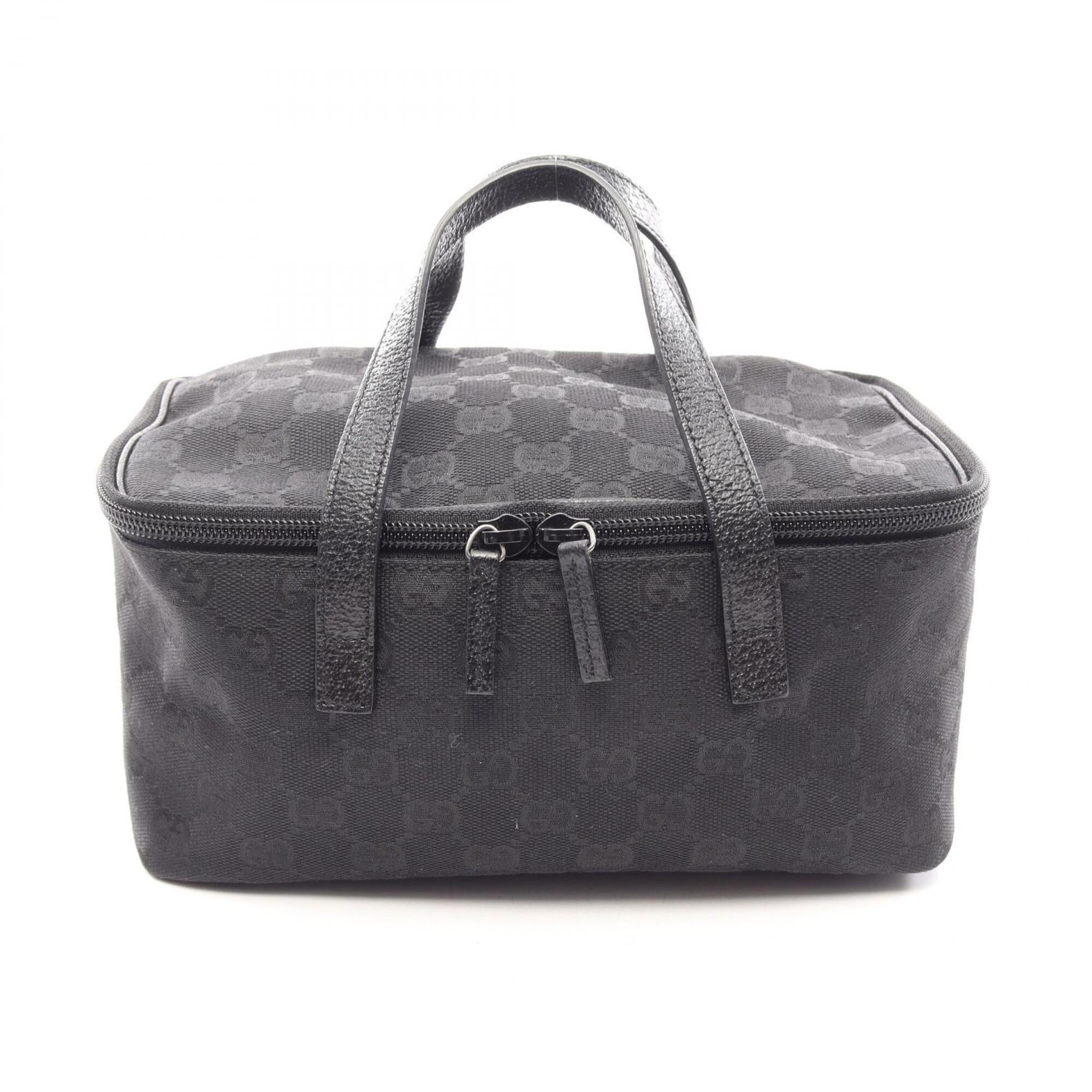 Gucci Gg Canvas Black Gg Canvas Leather Handbag (Pre-Owned)
