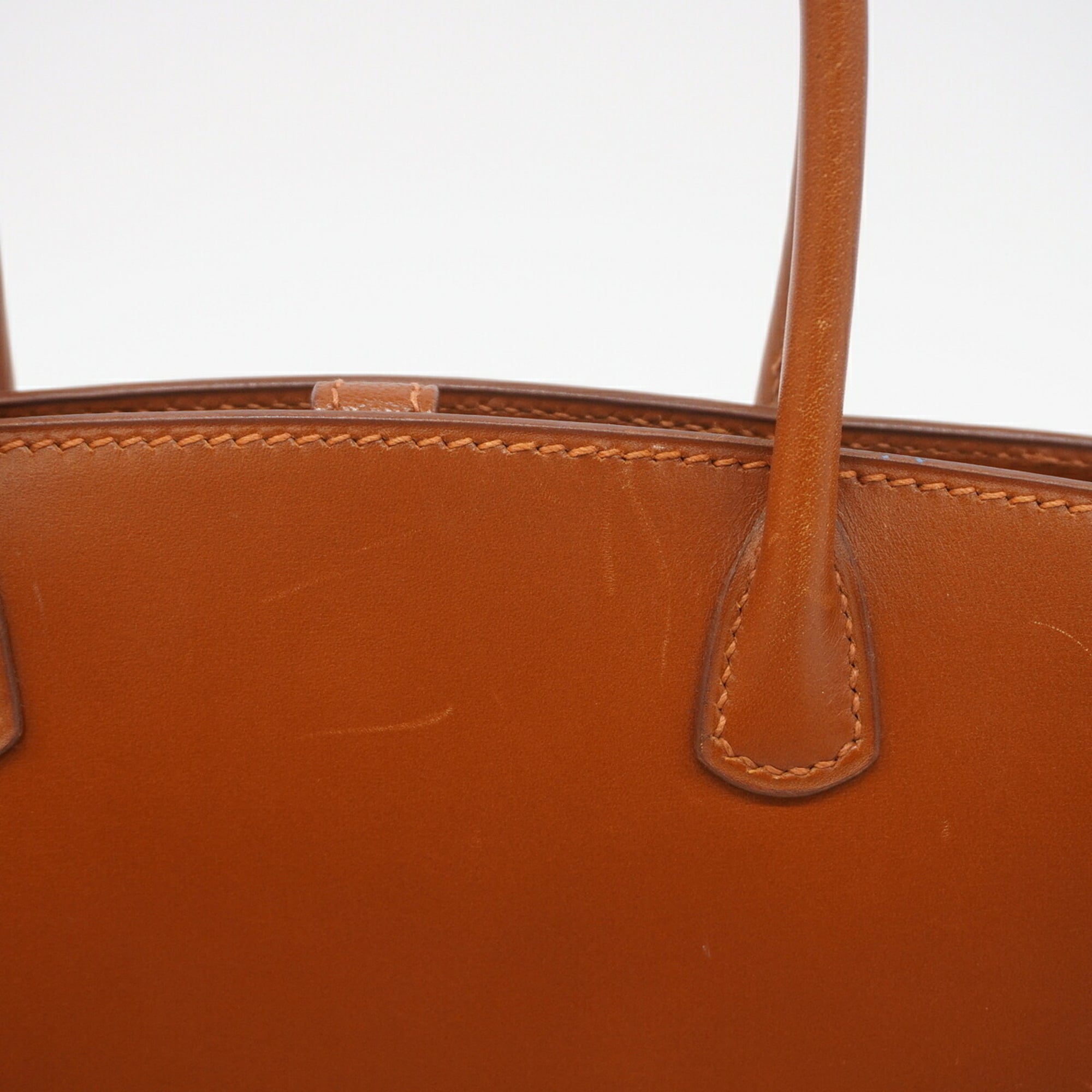 Hermes Noisette Box Calf Leather Handbag (Pre-Owned)