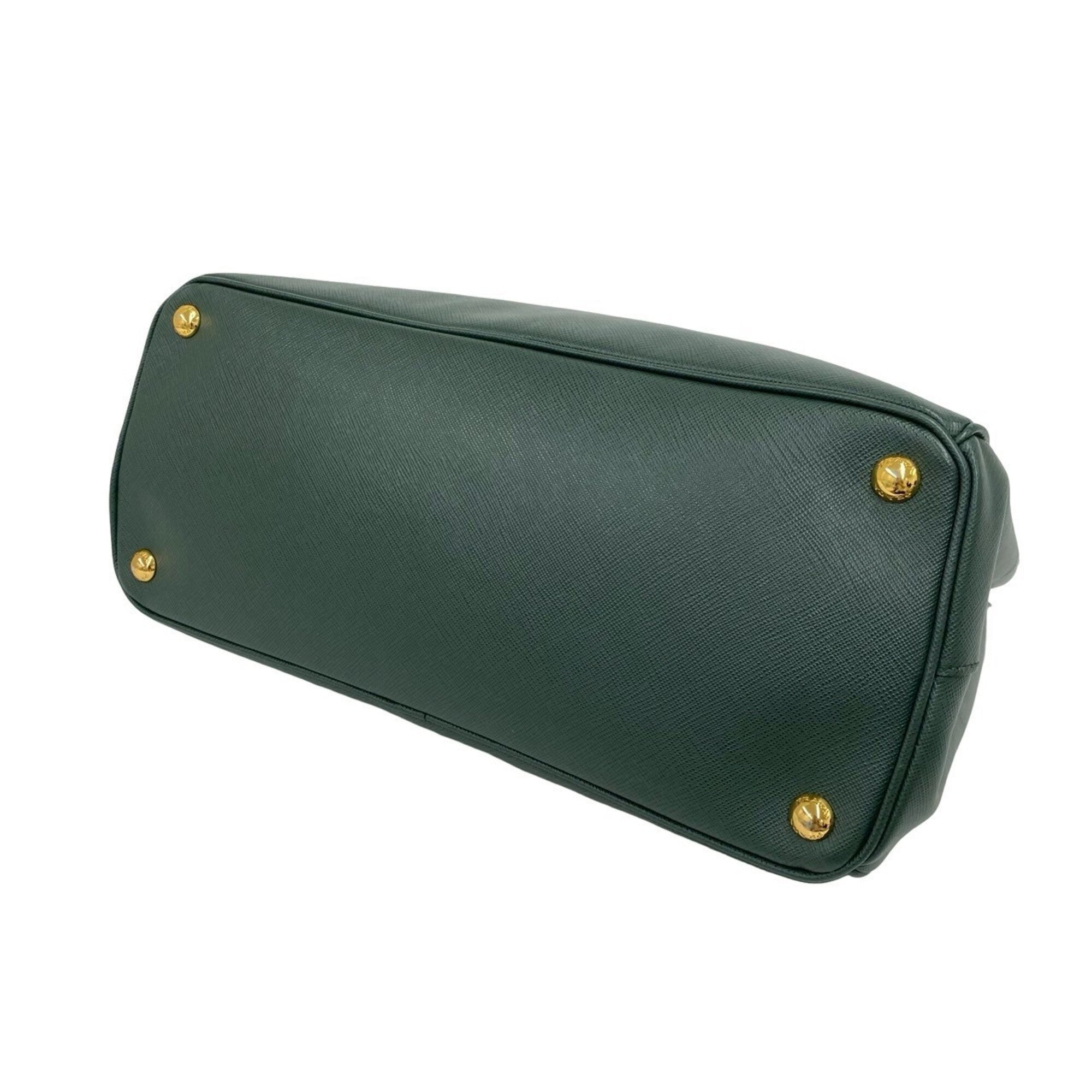 Prada Green Leather Handbag Shoulder Bag Tote Bag (Pre-Owned)