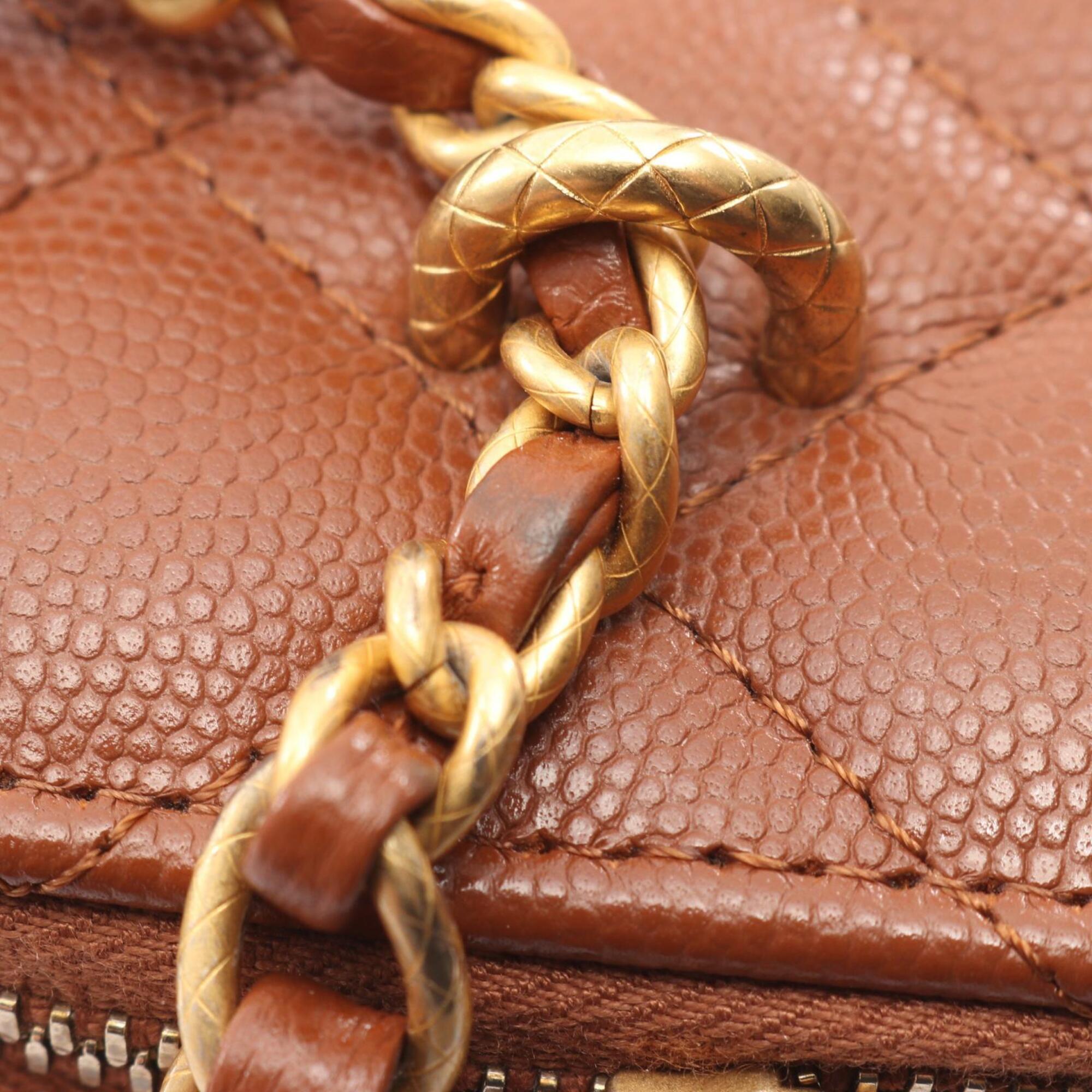 Chanel Matelasse Brown Grained Calfskin Handbag Shoulder Bag (Pre-Owned)