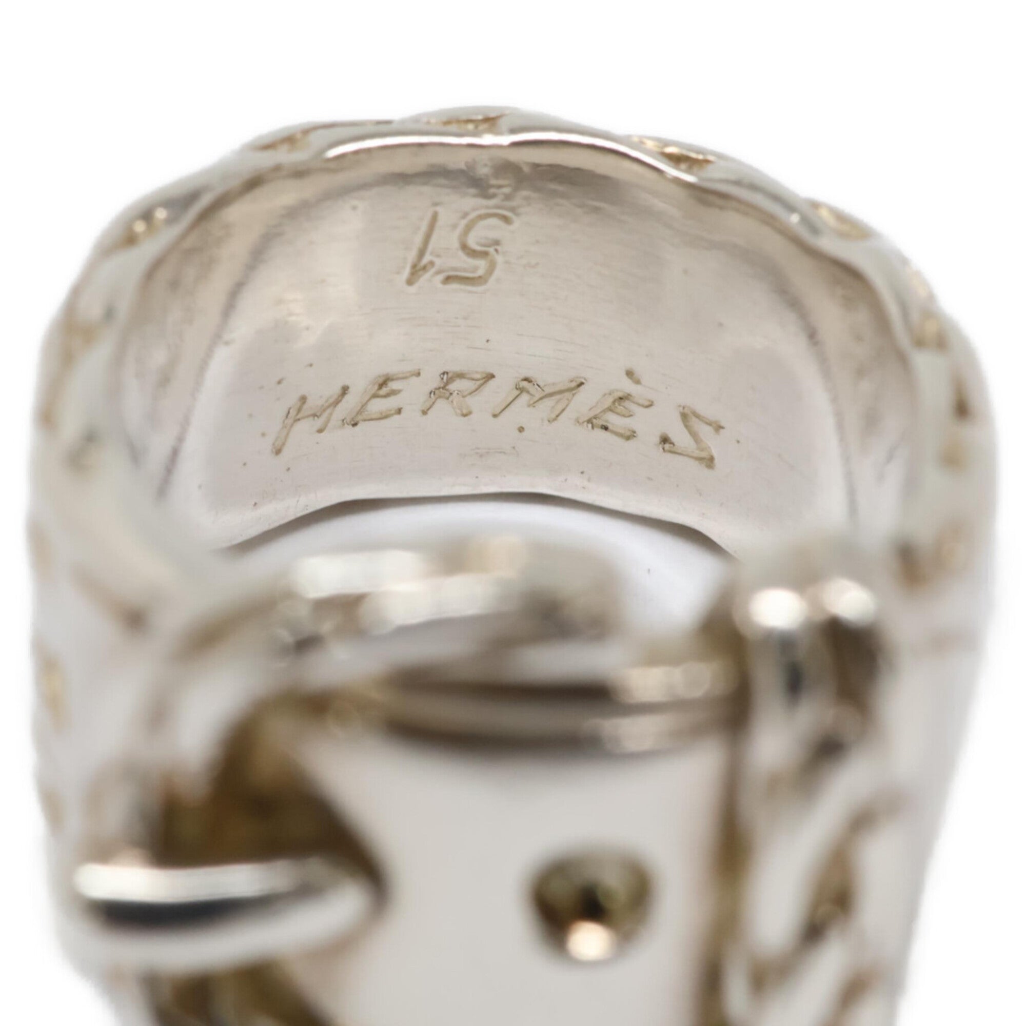 Hermes Silver Silver 925 Band Ring (Pre-Owned)