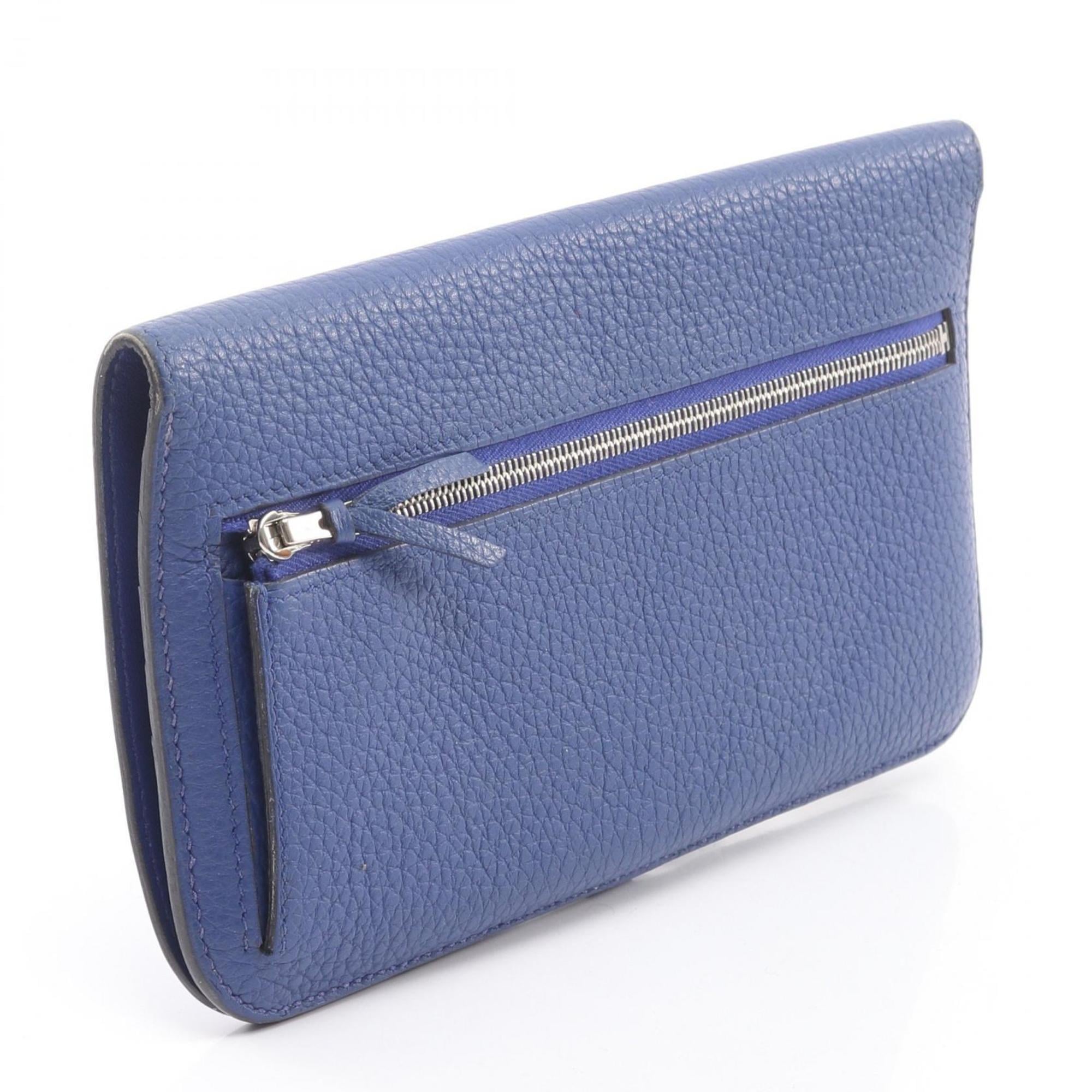 Hermes Blue Blue Electric Togo Leather Long Wallet (Bi-Fold) (Pre-Owned)