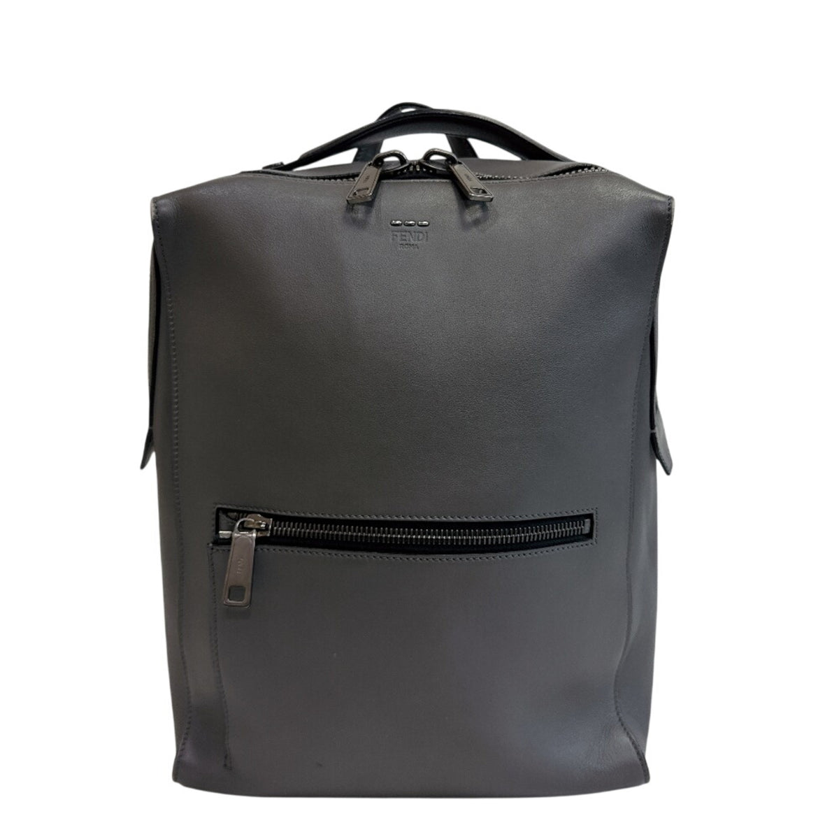 Fendi Gray Leather Backpack (Pre-Owned)