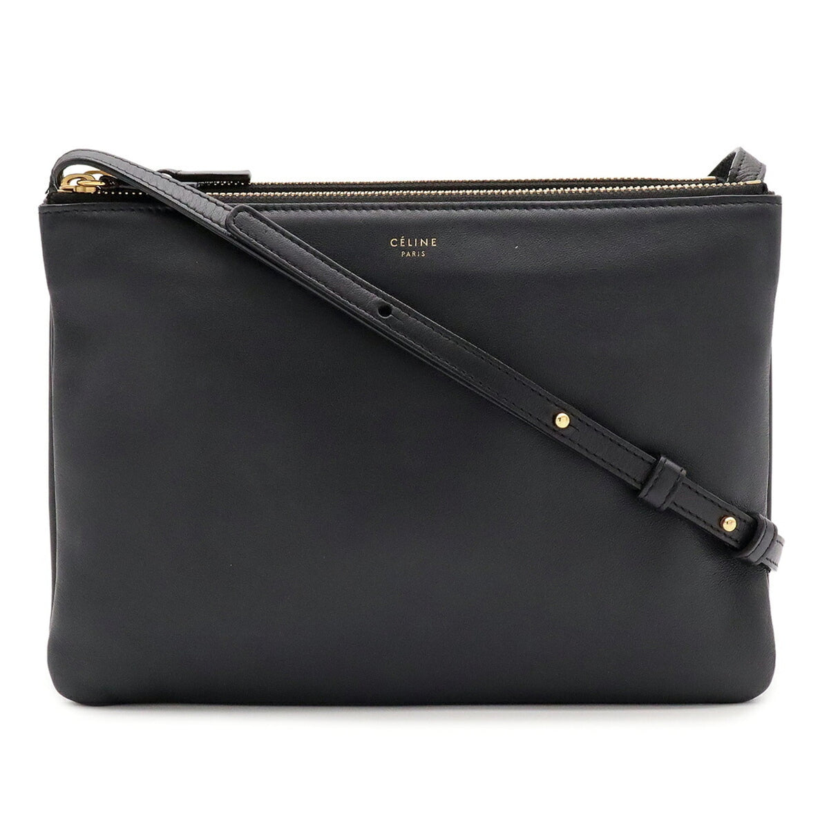 Celine Black Leather Handbag Pochette Pouch Shoulder Bag (Pre-Owned)