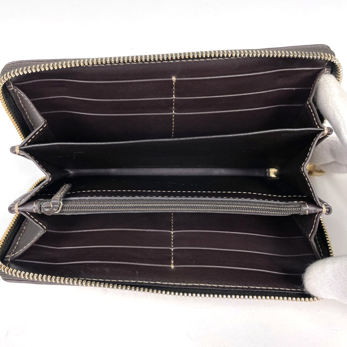 Gucci Brown Gg Canvas Leather Long Wallet (Bi-Fold) (Pre-Owned)