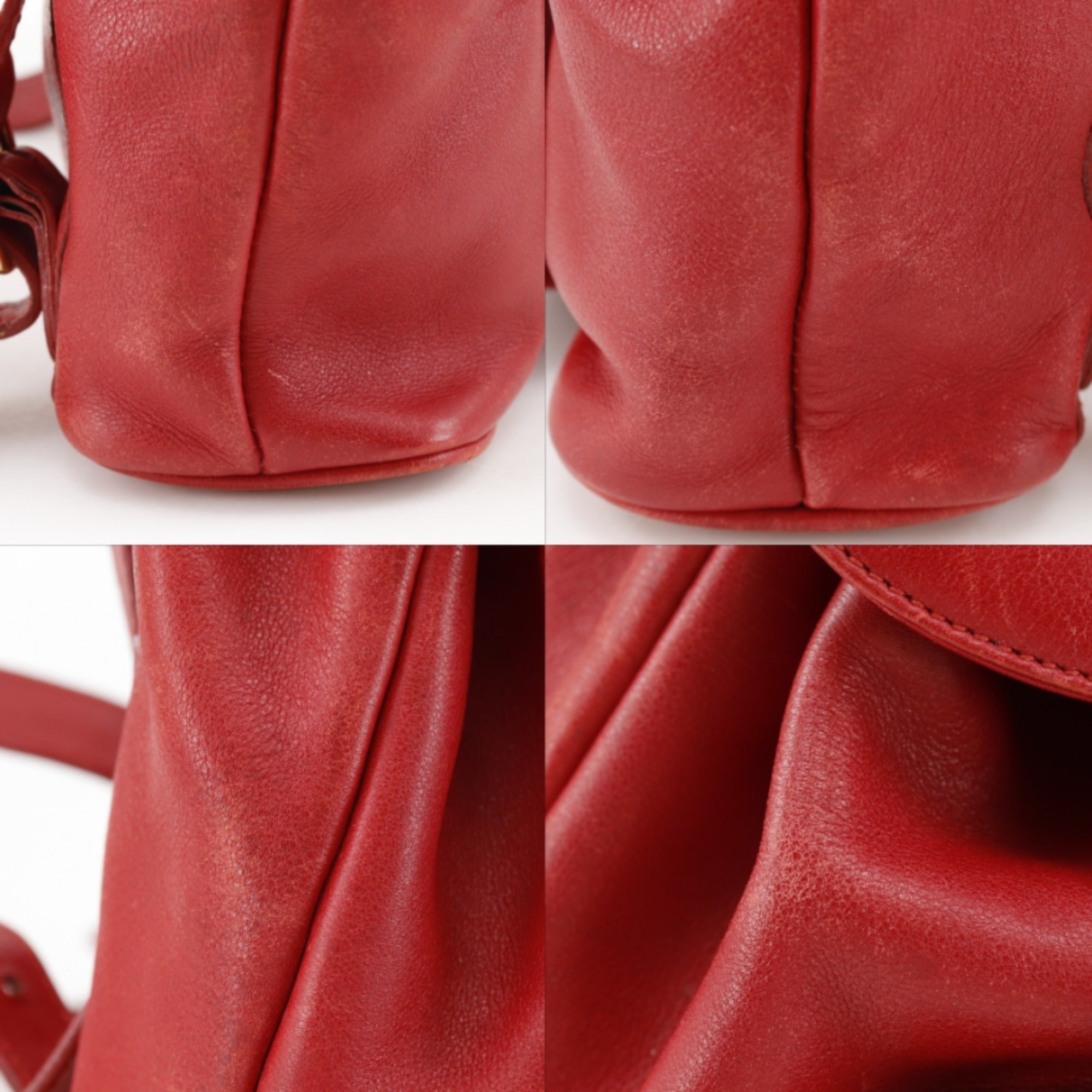 Gucci Bamboo Red Color Leather Backpack (Pre-Owned)