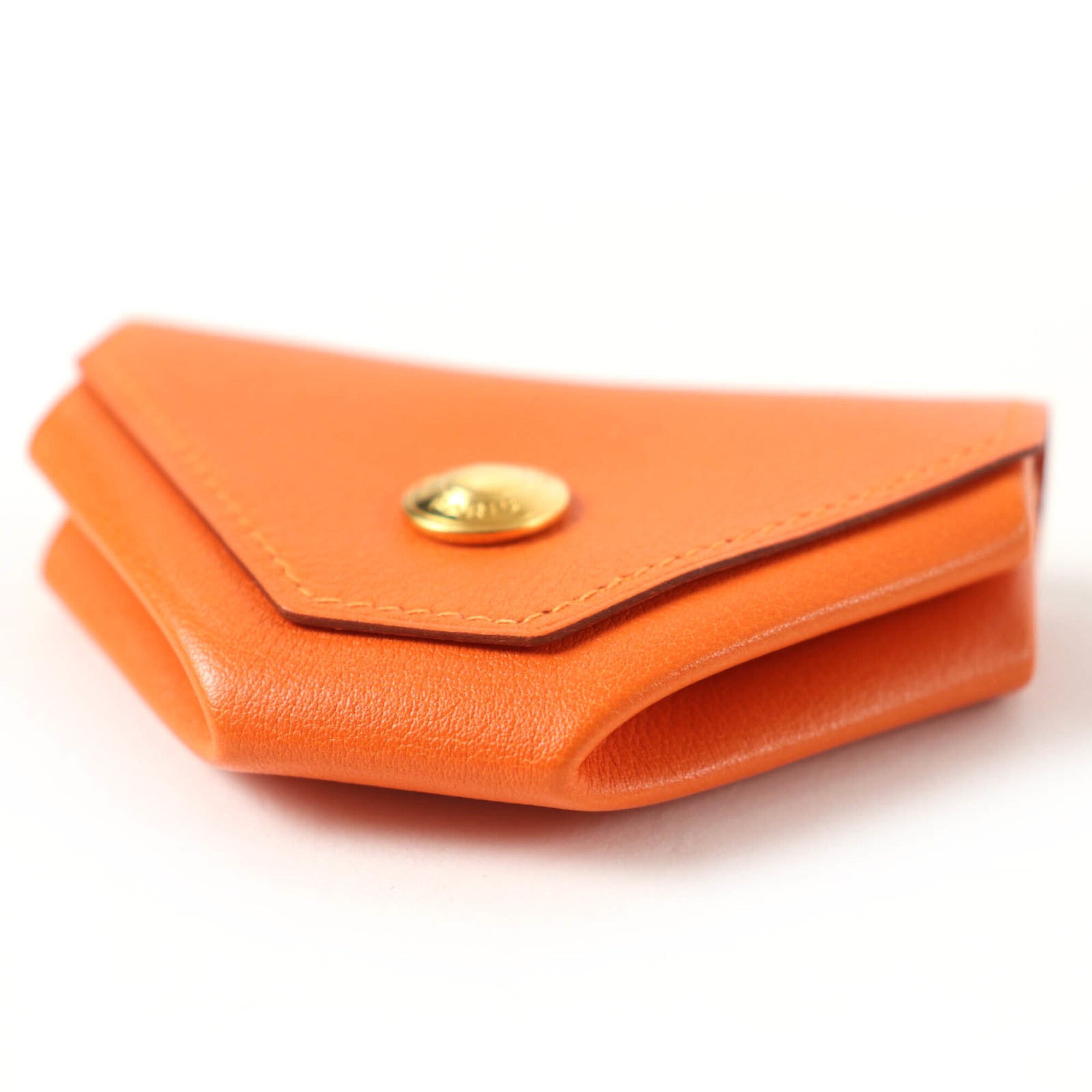 Hermes Orange Leather Coin Purse/Coin Case (Pre-Owned)
