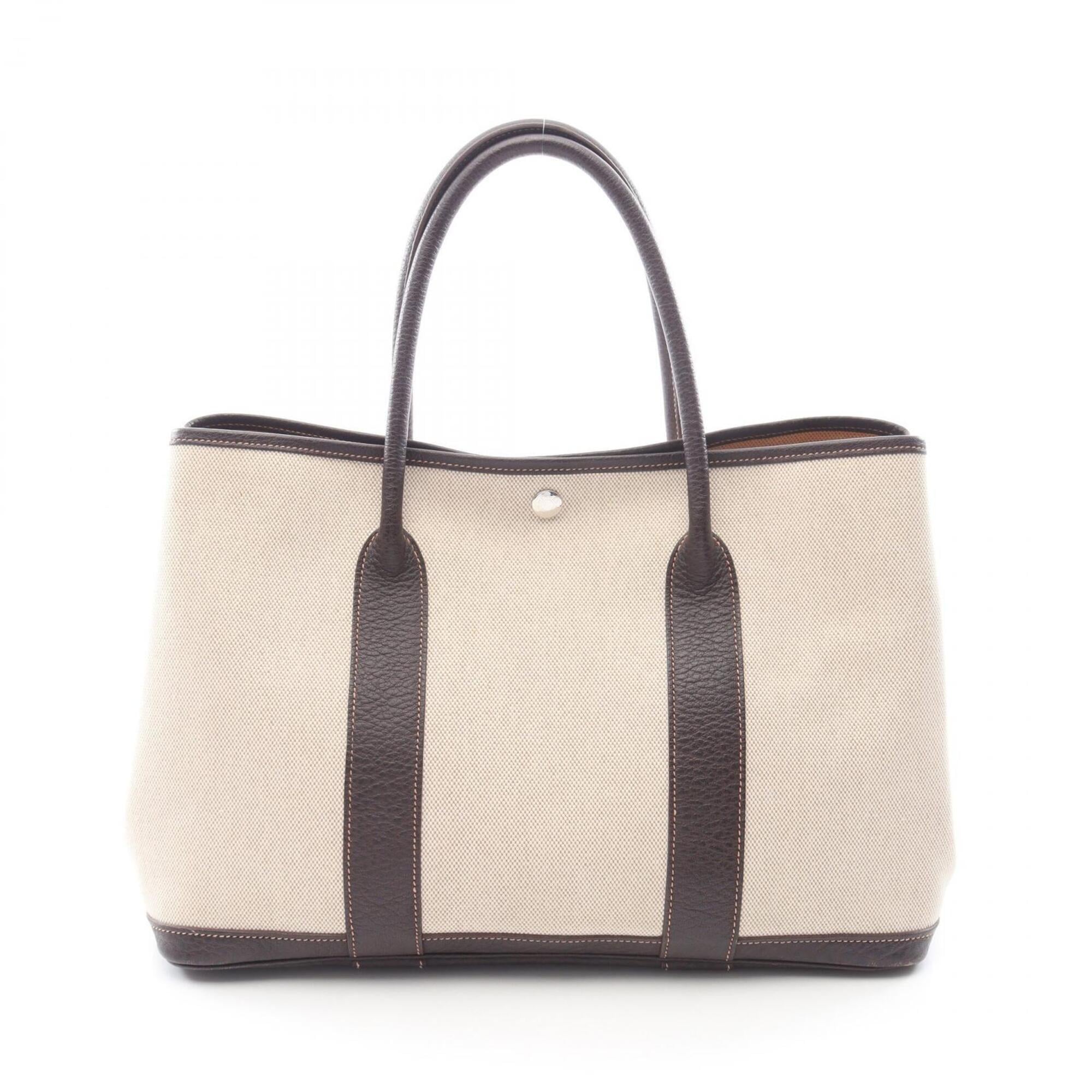 Hermes Brown Ivory Toile H Buffalo Leather Handbag Tote Bag (Pre-Owned)