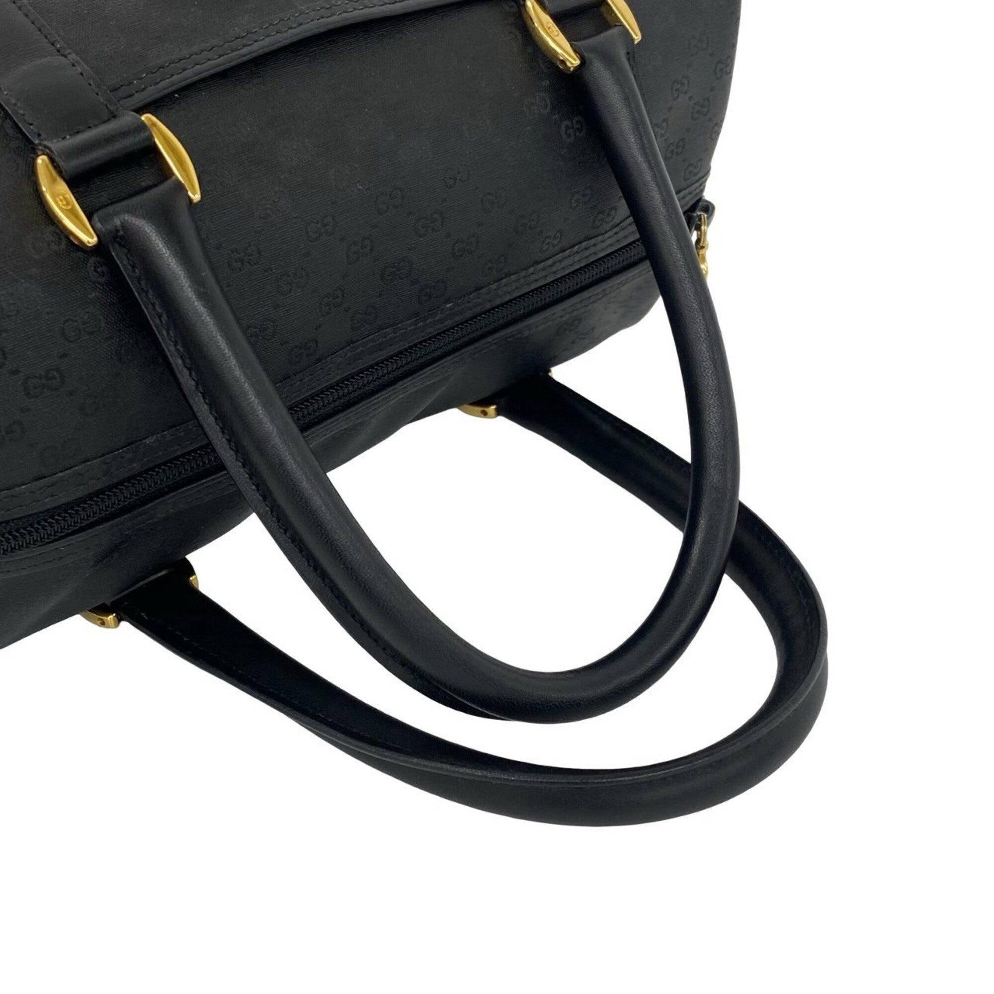 Gucci Black Leather Pvc Boston Bag Handbag (Pre-Owned)