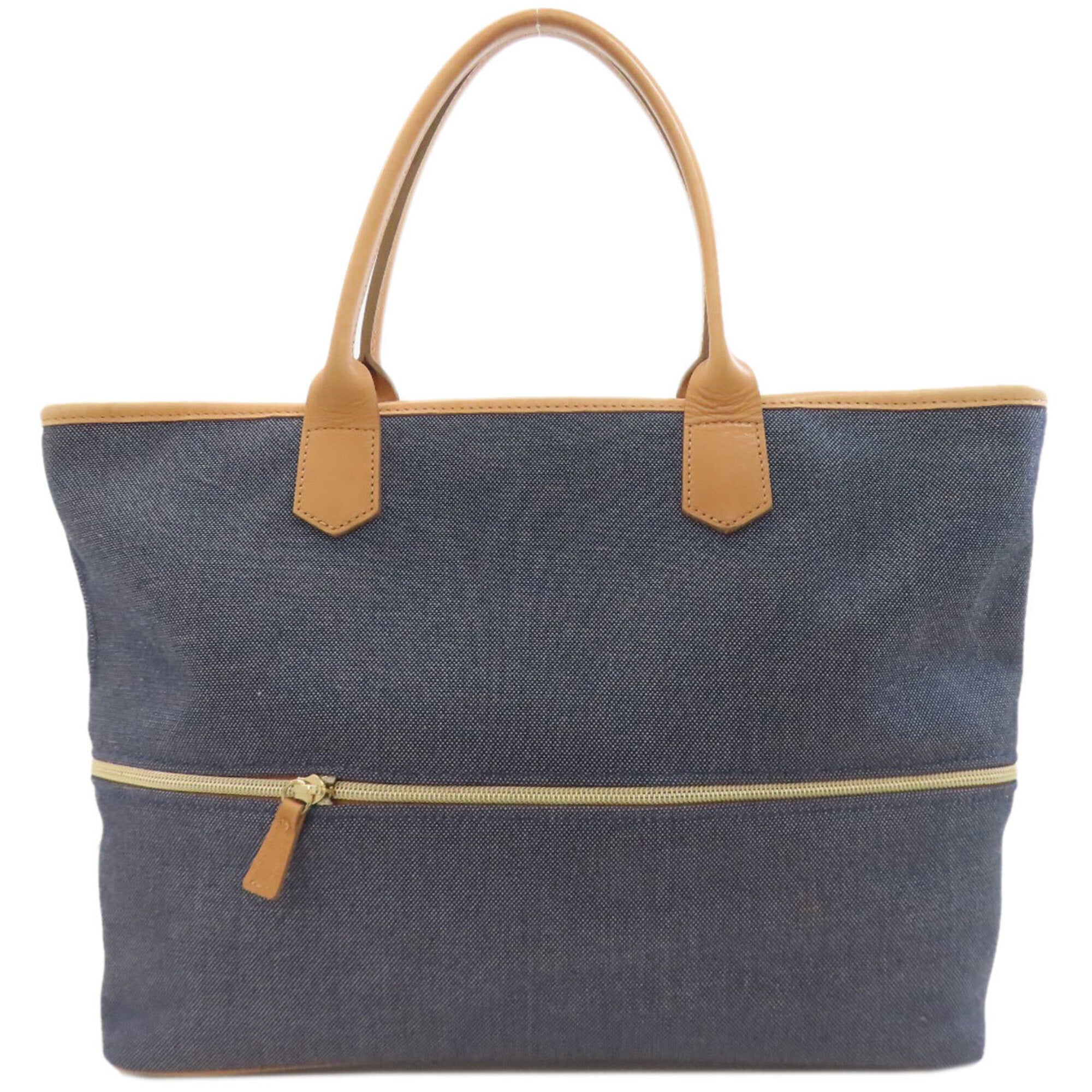 Longchamp Blue Brown Denim Handbag (Pre-Owned)