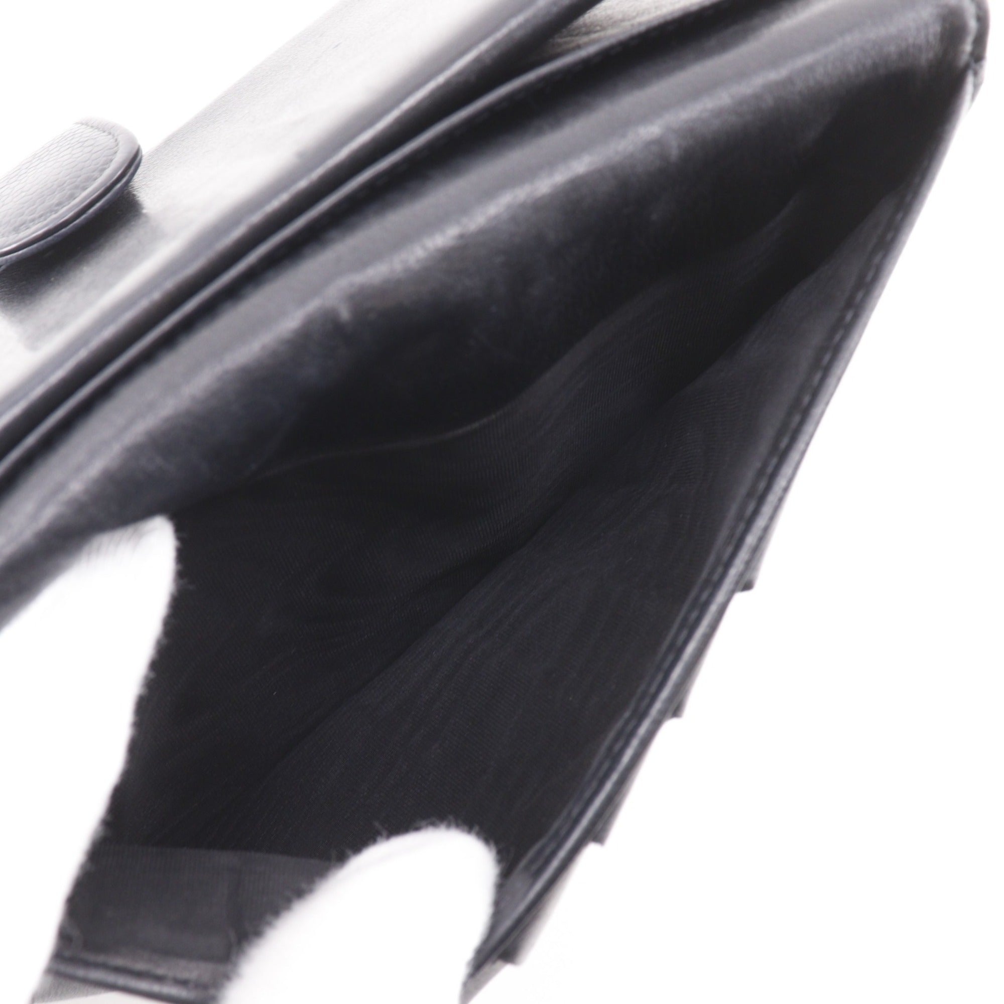 Chanel Black Grained Calfskin Long Wallet (Bi-Fold) (Pre-Owned)